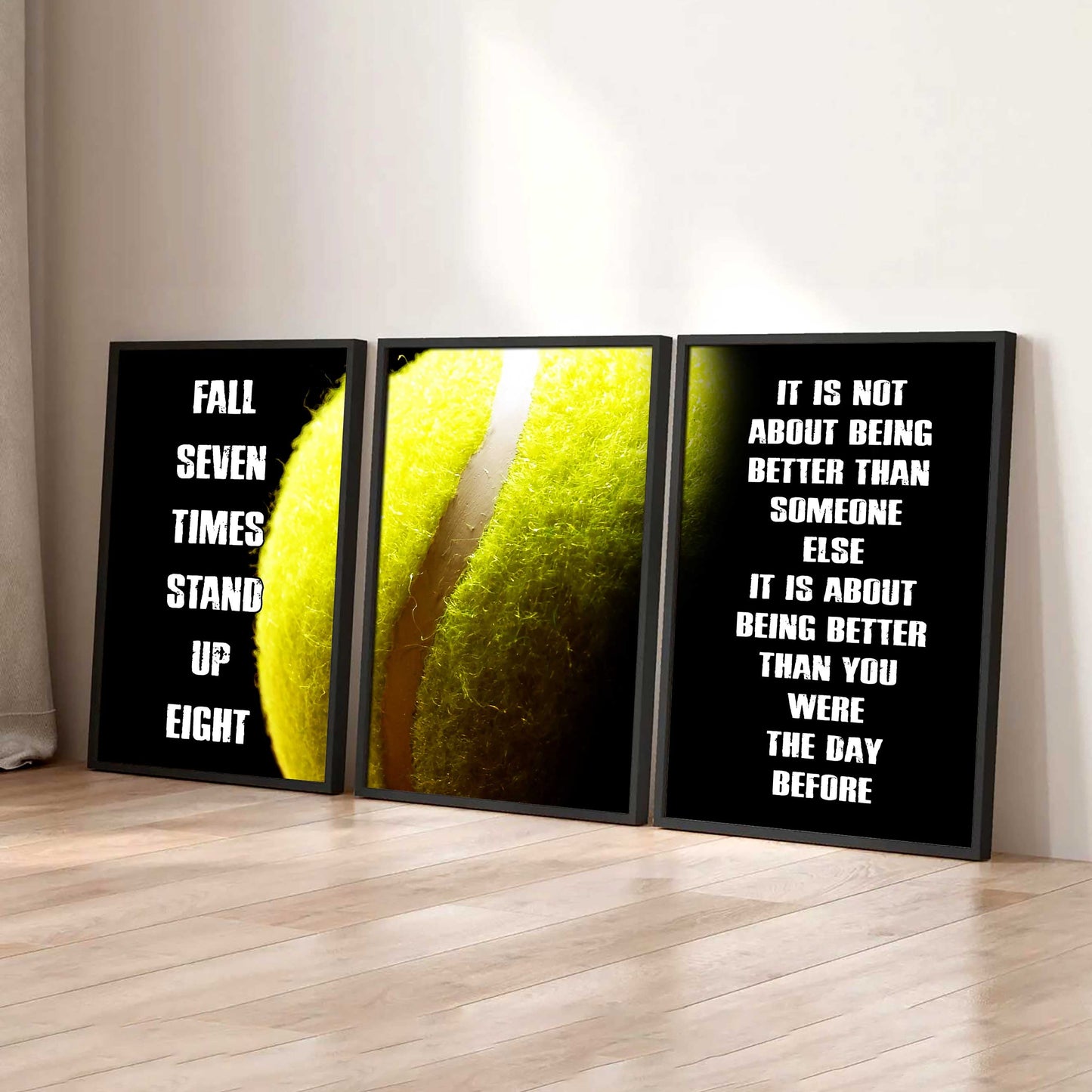 Combo 3 Sport Poster Canvas Fall Down Seven Times Stand Up Eight Gift For Your Son Your Kid