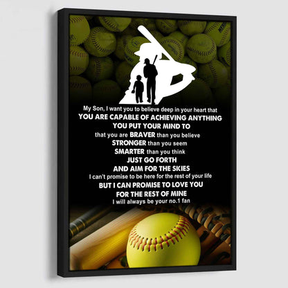 Baseball Poster Canvas Dad To Son - That You Are Braver Than You Believe You Are Capable Of I Will Always Your No 1 Fan