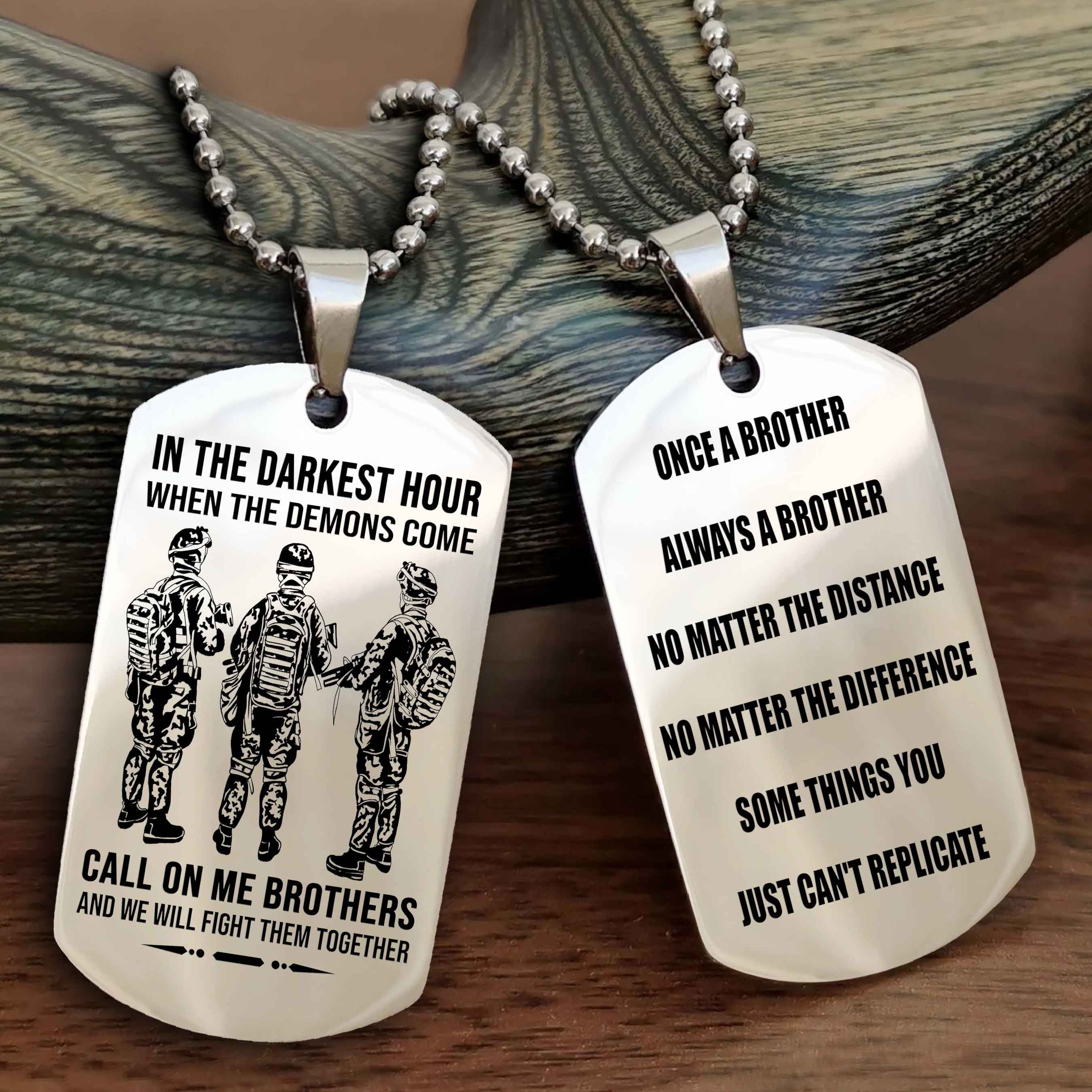 Cowboy Customizable engraved dog tag double sided gift from brother Once A Brother Always A Brother