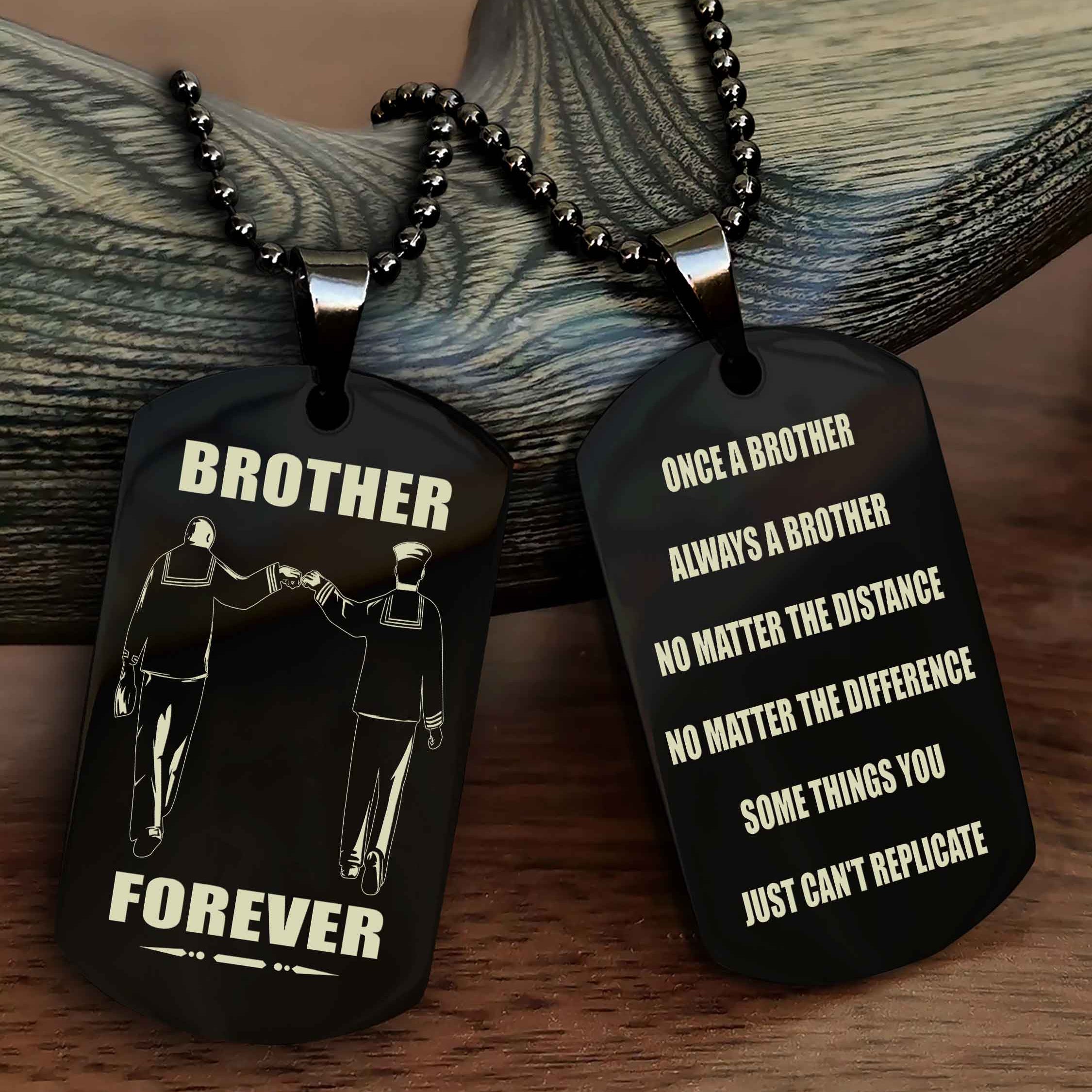 Cowboy Customizable engraved dog tag double sided gift from brother - Brother Forever Once A Brother Always A Brother