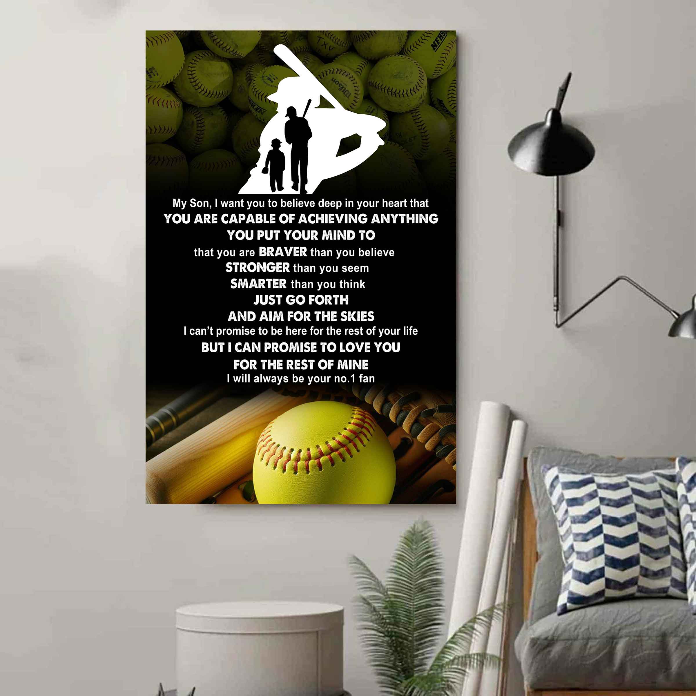 Sport Poster Canvas Dad To Son - That You Are Braver Than You Believe You Are Capable Of I Will Always Your No 1 Fan