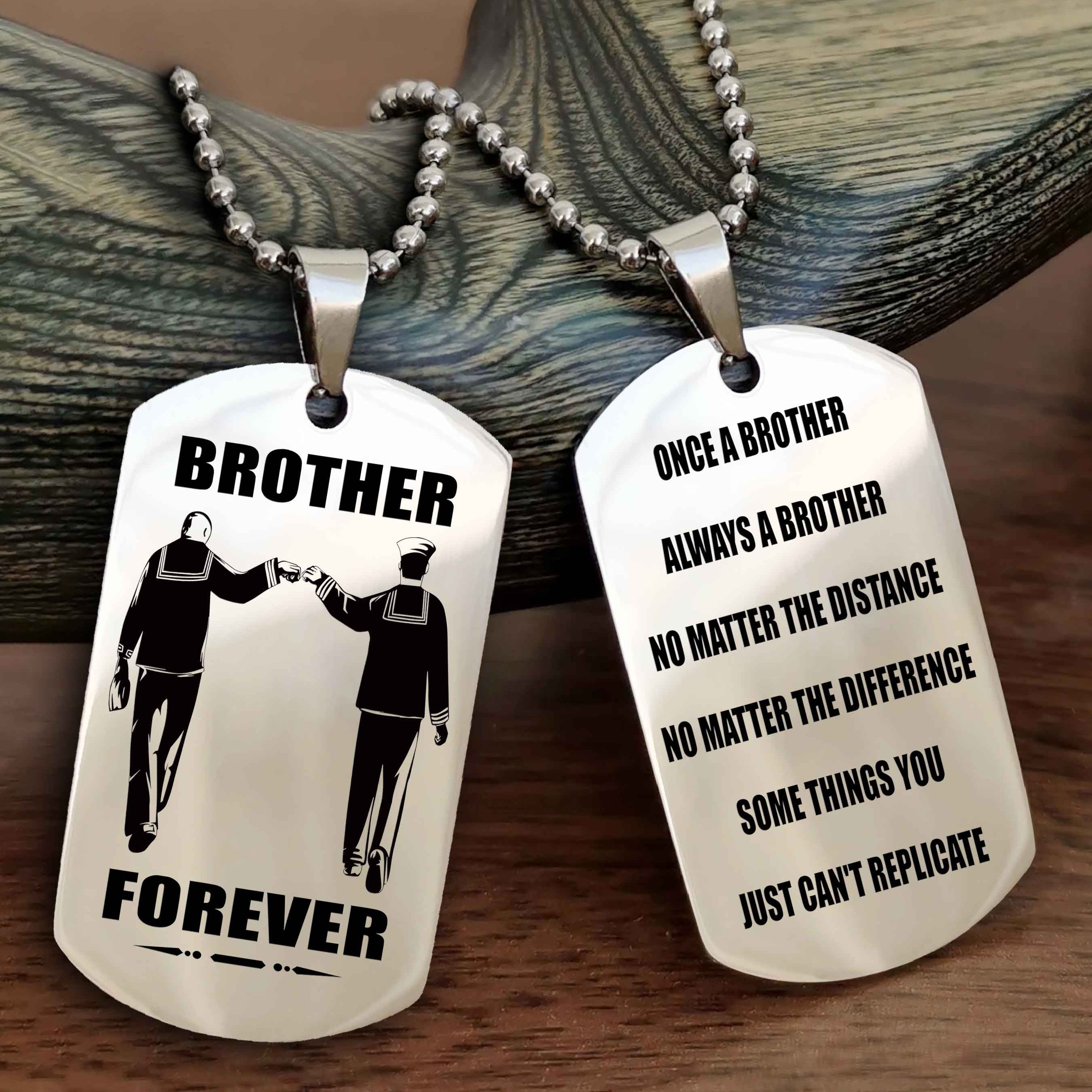 Cowboy Customizable engraved dog tag double sided gift from brother - Brother Forever Once A Brother Always A Brother