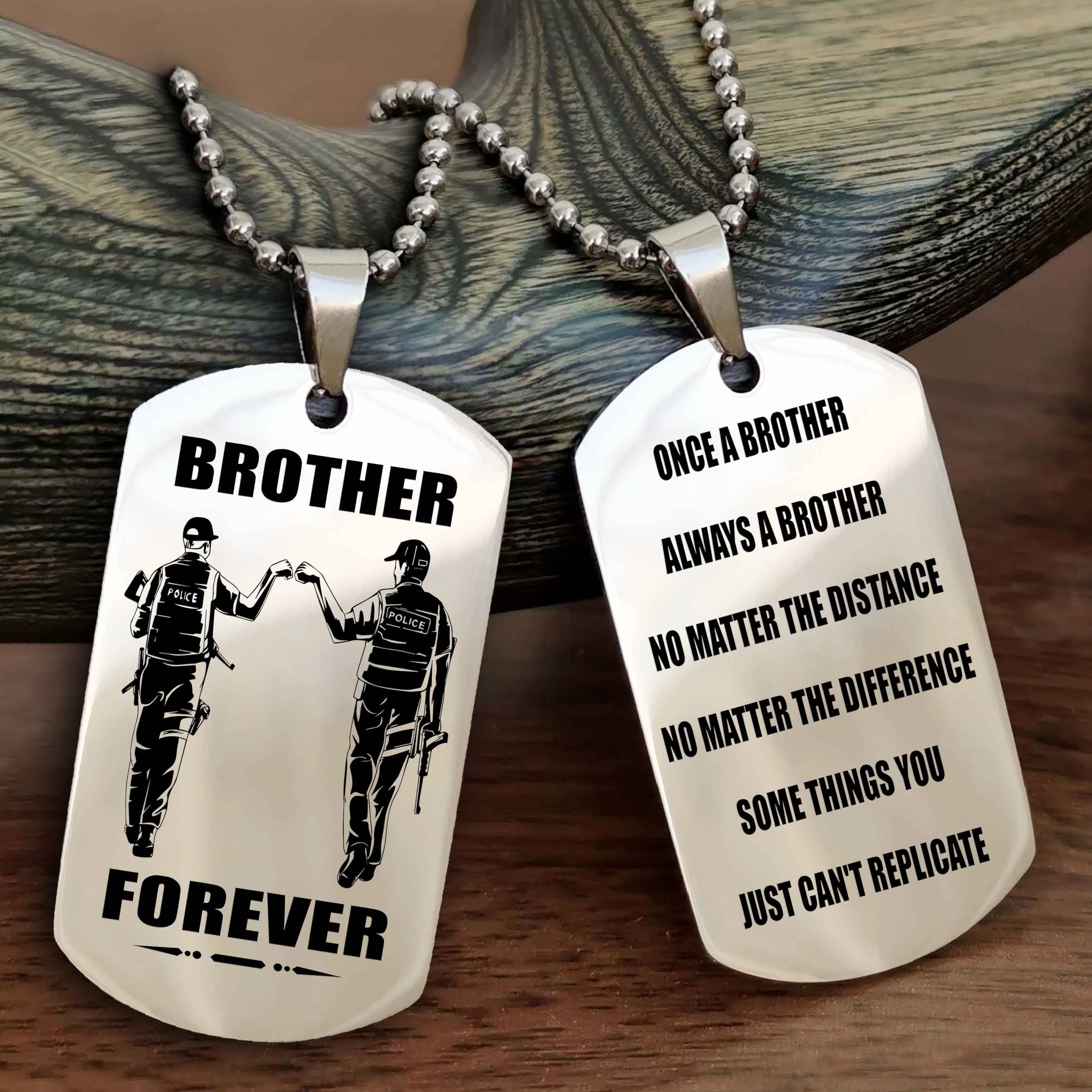 Cowboy Customizable engraved dog tag double sided gift from brother - Brother Forever Once A Brother Always A Brother