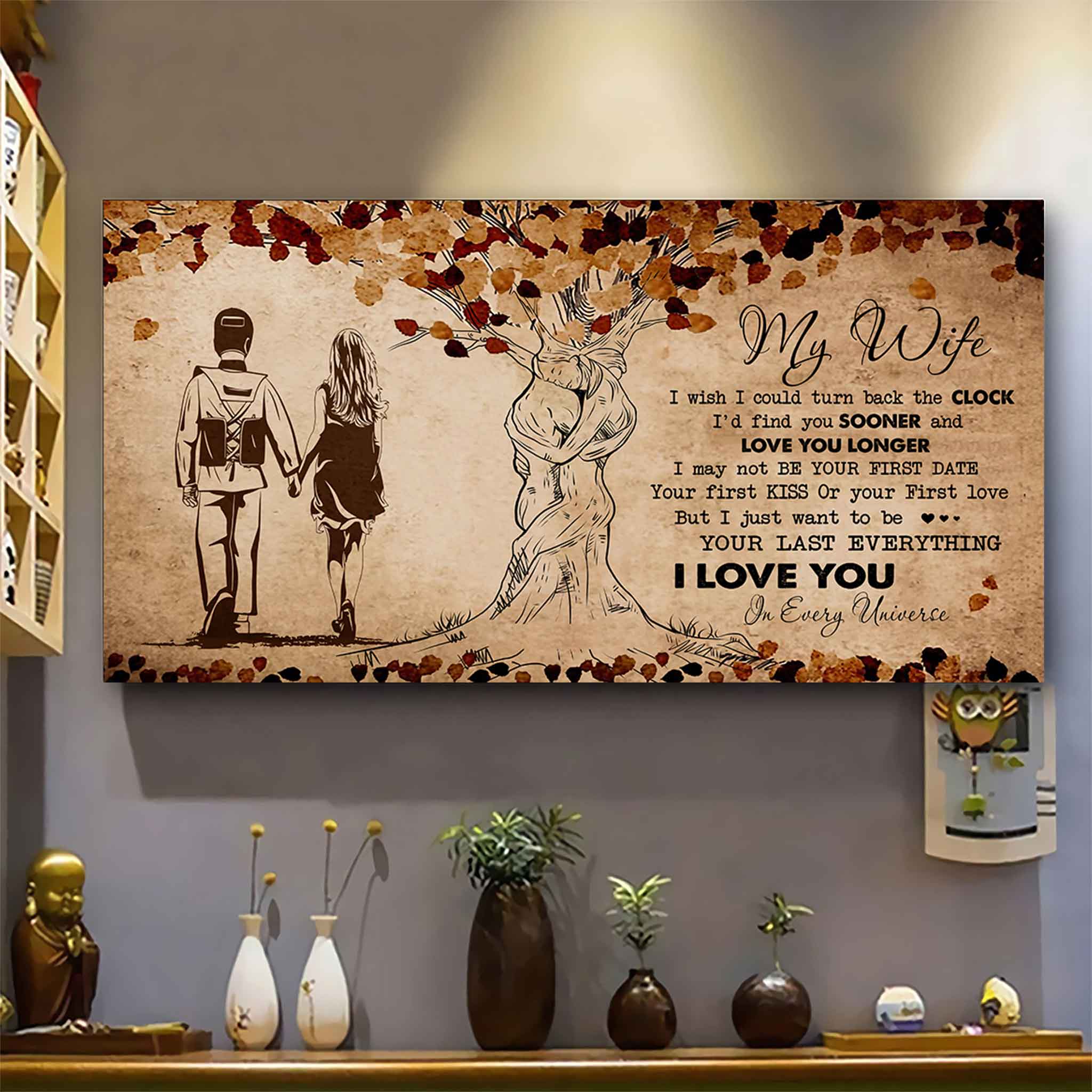 American Football Poster Canvas To My Wife I Wish I Could Turn Back The Clock - I Love You In Every Universe