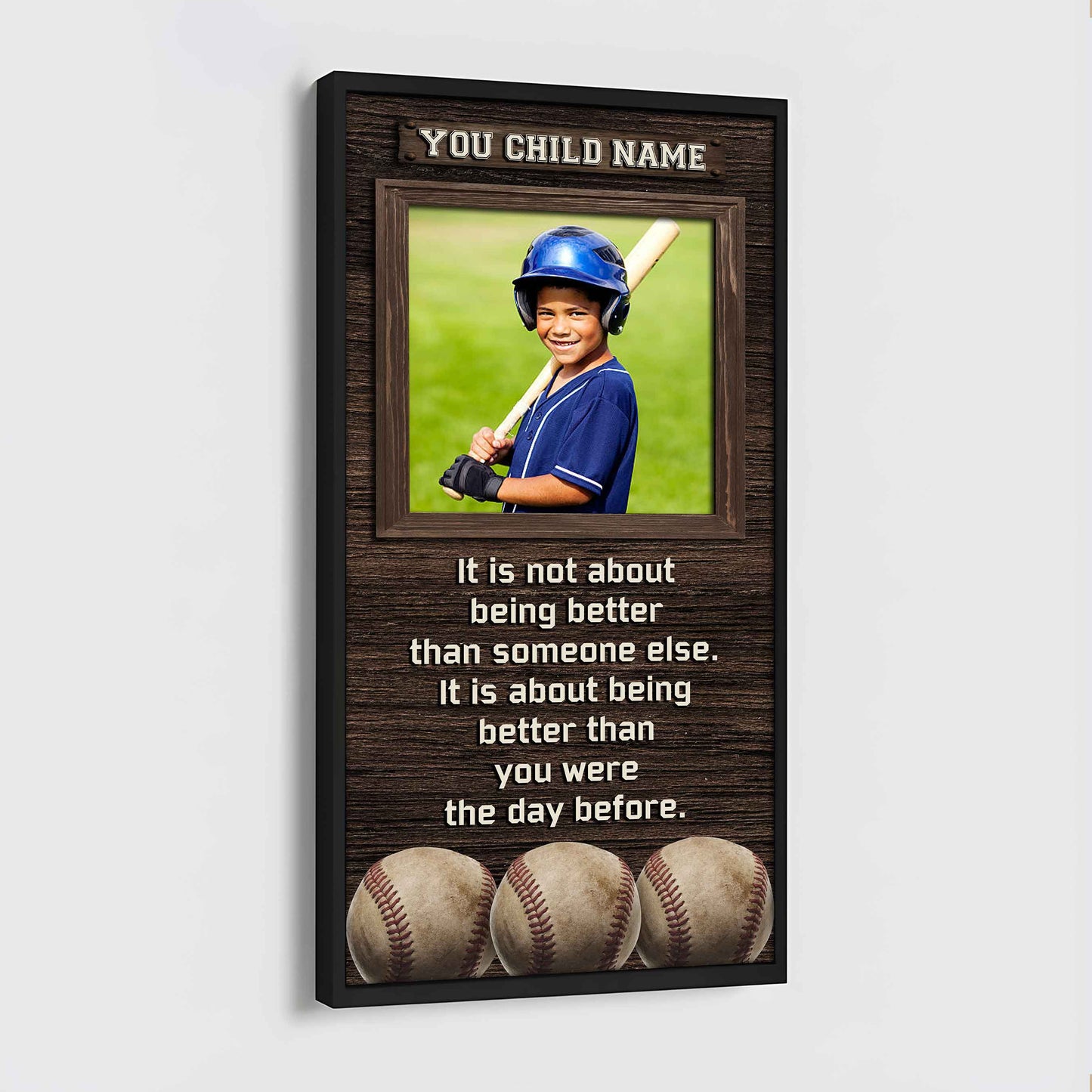 Personalized (Photo and Name) Poster Canvas It's Not About Being Better Than Someone Else It's About Being Better Than You Were The Day Before