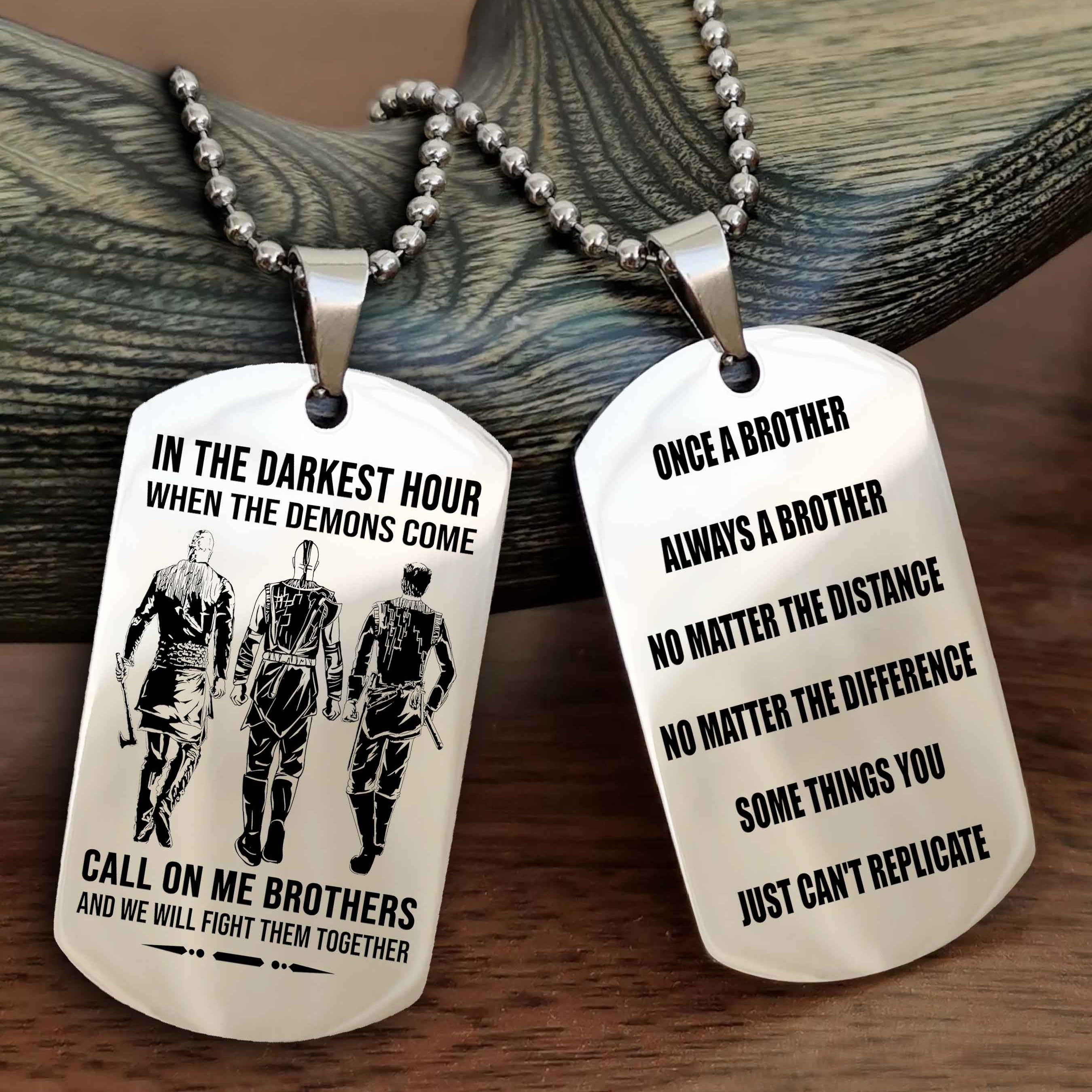Cowboy Customizable engraved dog tag double sided gift from brother Once A Brother Always A Brother