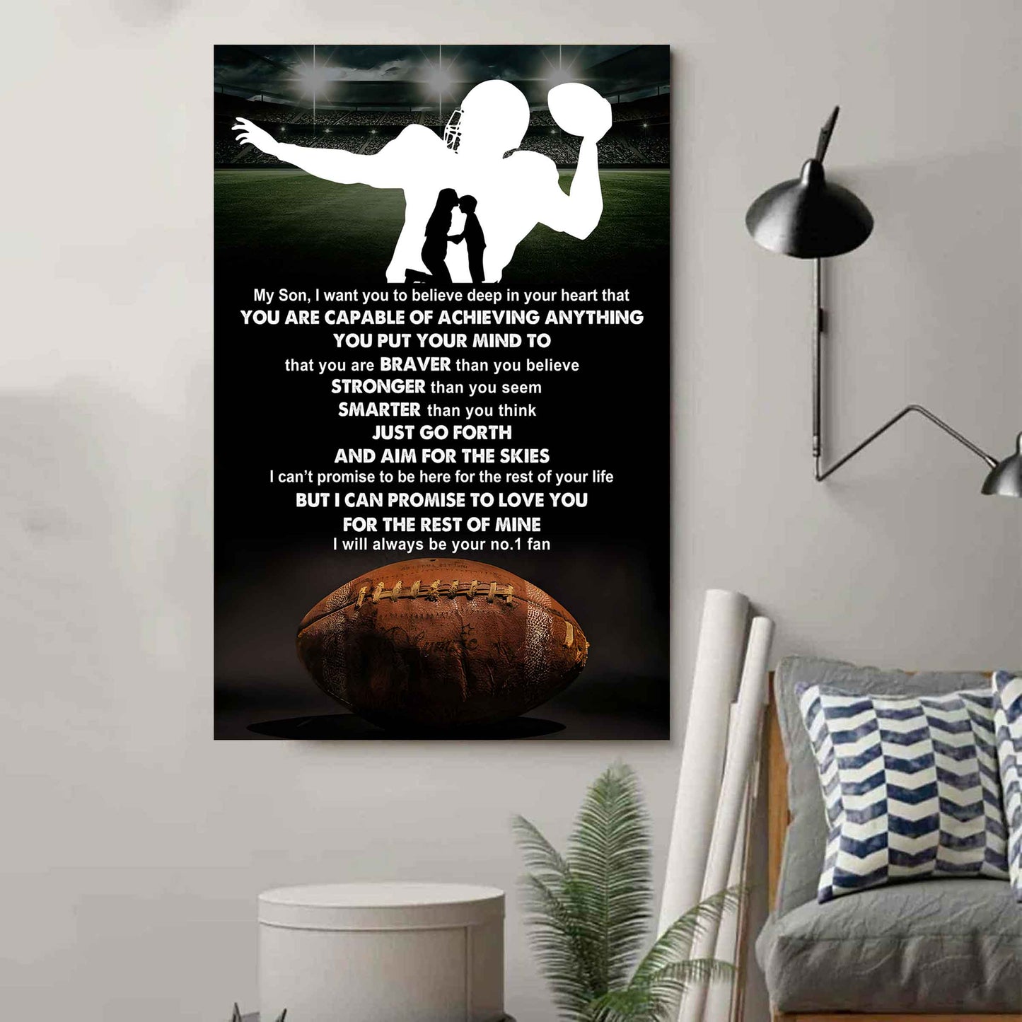 Baseball Poster Canvas Mom To Son - That You Are Braver Than You Believe You Are Capable Of I Will Always Your No 1 Fan