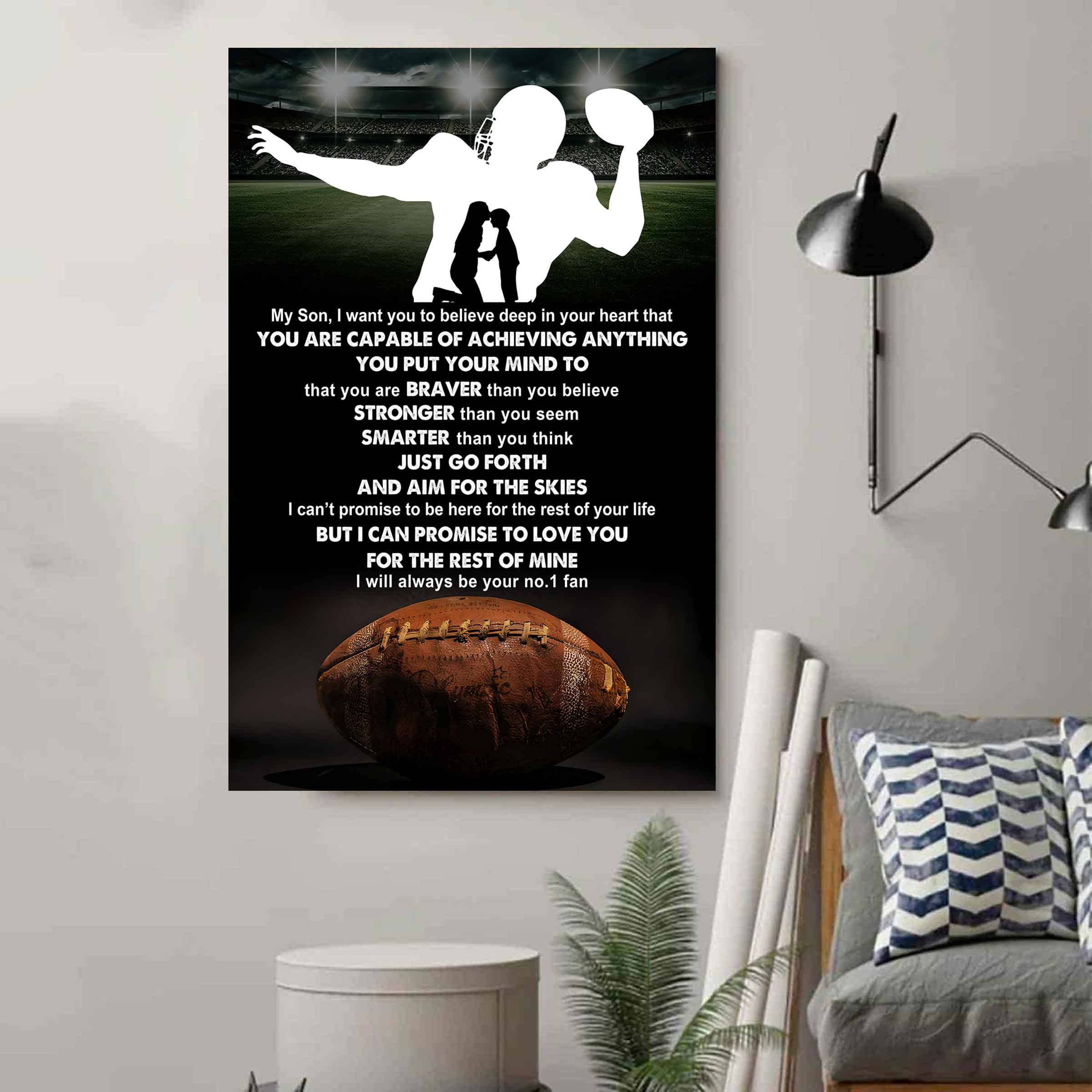 Sport Poster Canvas Mom To Son - That You Are Braver Than You Believe You Are Capable Of I Will Always Your No 1 Fan