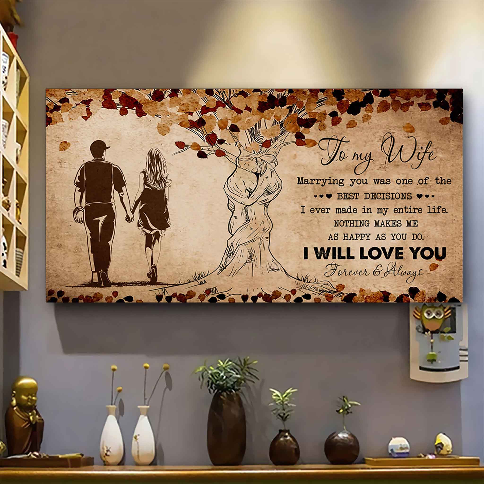 American Football Poster Canvas To My Wife Marrying You Was One Of The Best Decisions - I Will Love You Forever And Always Gift For Your Wife