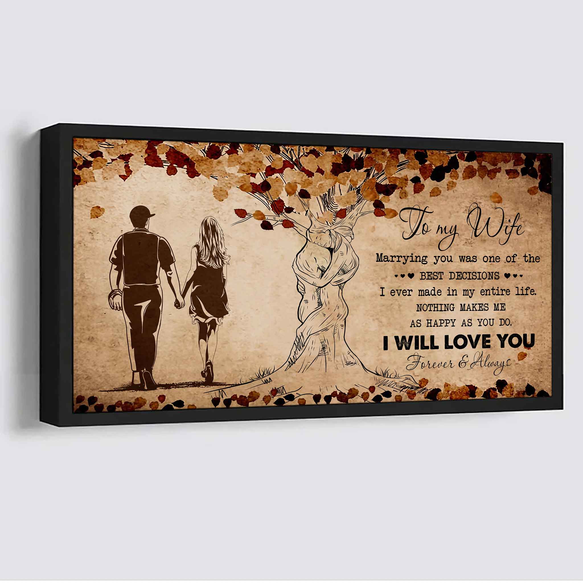 American Football Poster Canvas To My Wife Marrying You Was One Of The Best Decisions - I Will Love You Forever And Always Gift For Your Wife