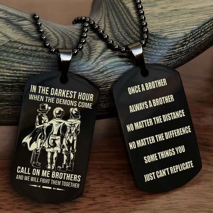 Customizable engraved dog tag double sided gift from brother Once A Brother Always A Brother