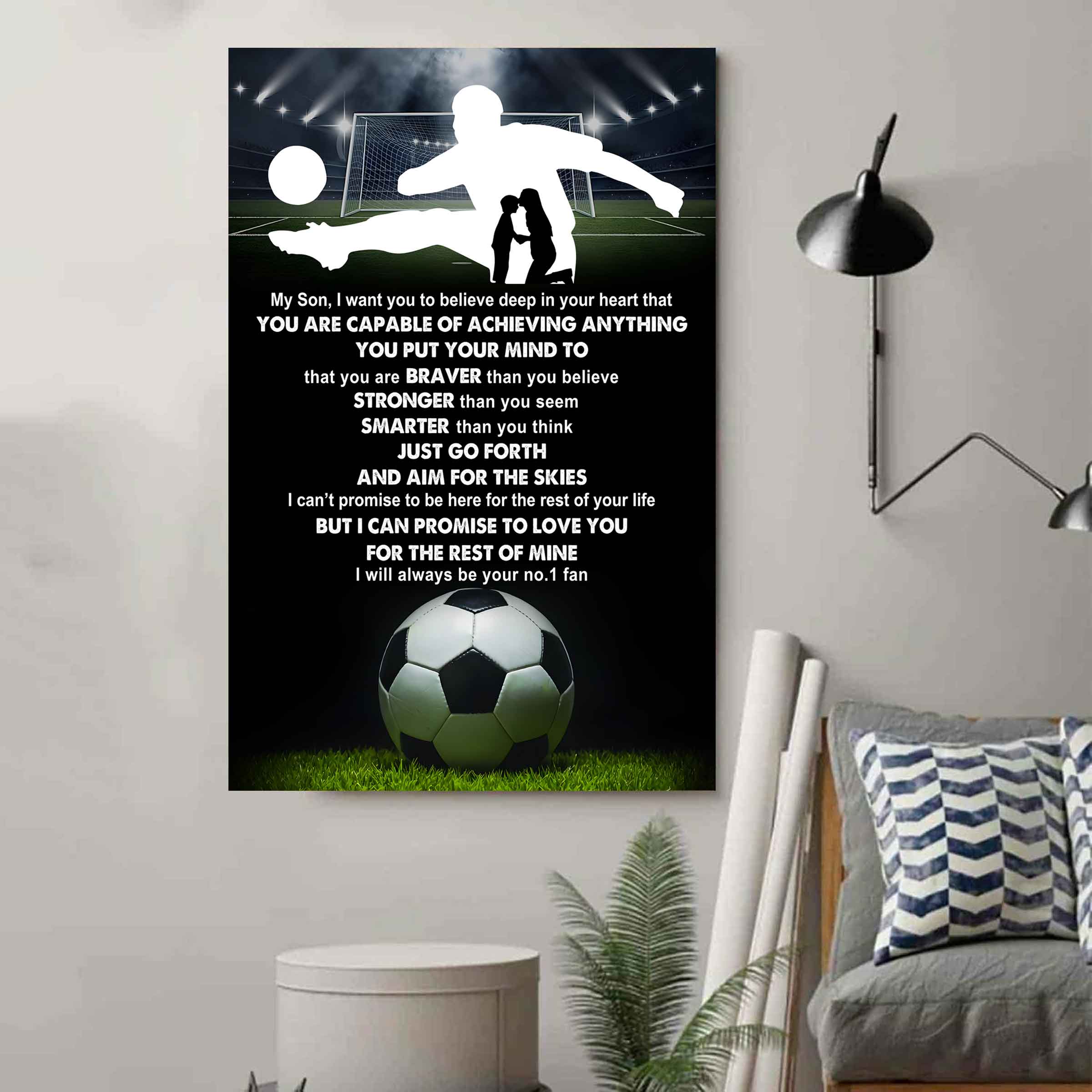 Sport Poster Canvas Mom To Son - That You Are Braver Than You Believe You Are Capable Of I Will Always Your No 1 Fan