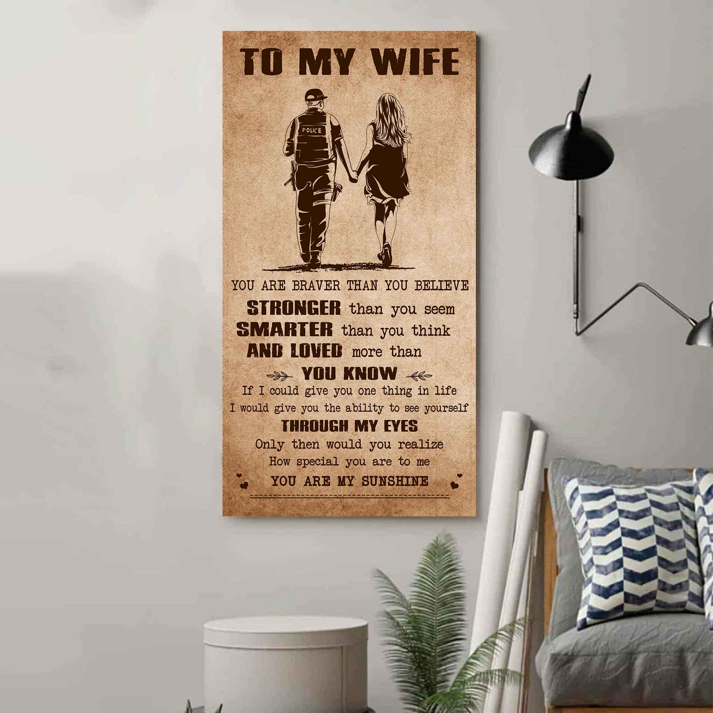 Family Poster Canvas You Are Braver Than You Believe - You Are My Sunshine Gift For Your Wife