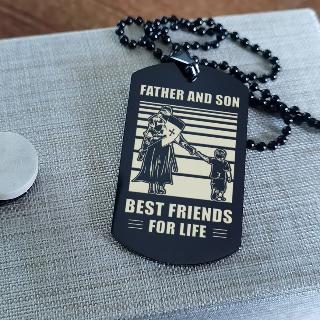 Family Personalized Double Sided Dog Tag Father And Son Best Friends For Life - Message on the back side