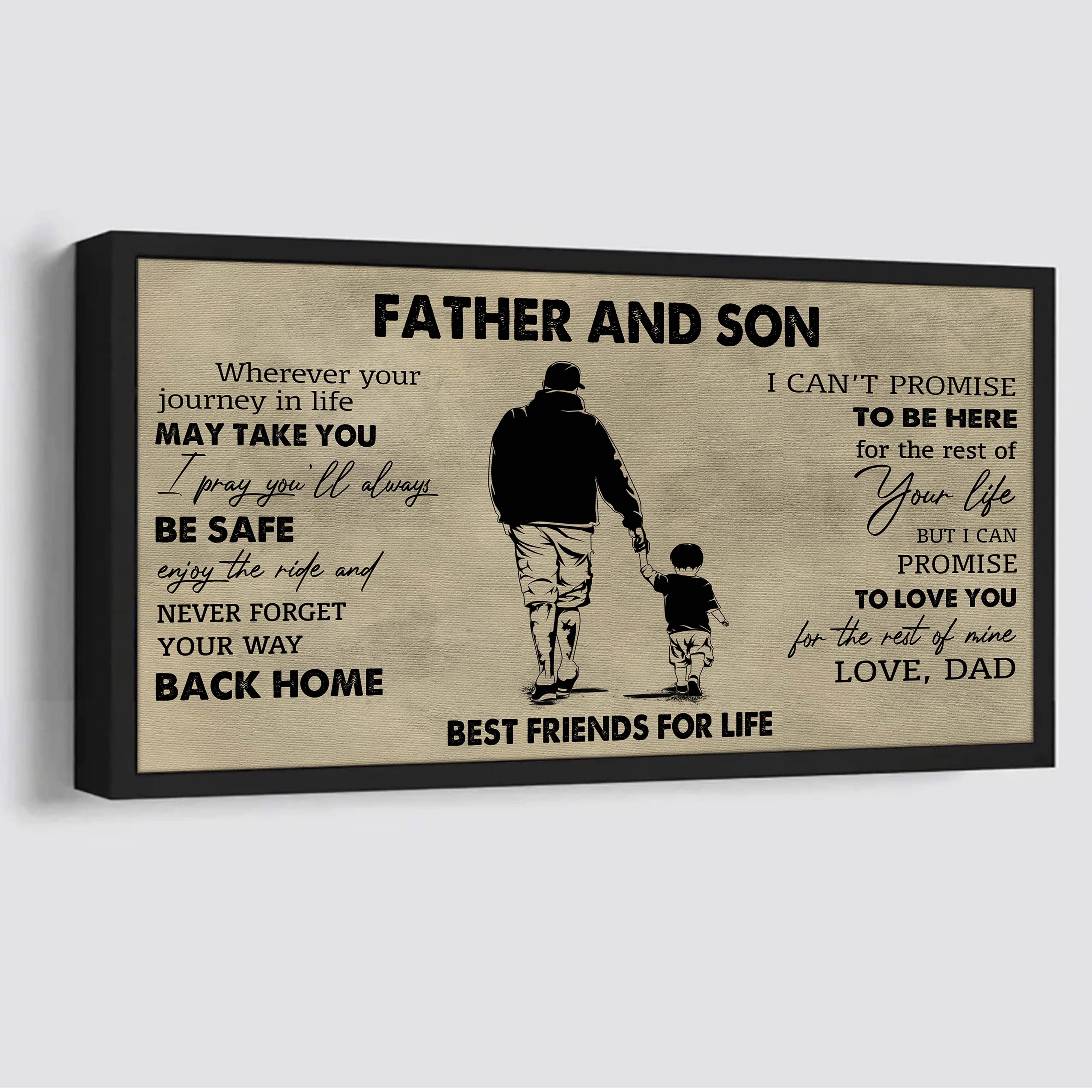 DRB Father And Son Best Friends For Life - Never Forget Your Way Back Home Poster Canvas Gift For Son From Father-Photo Upload