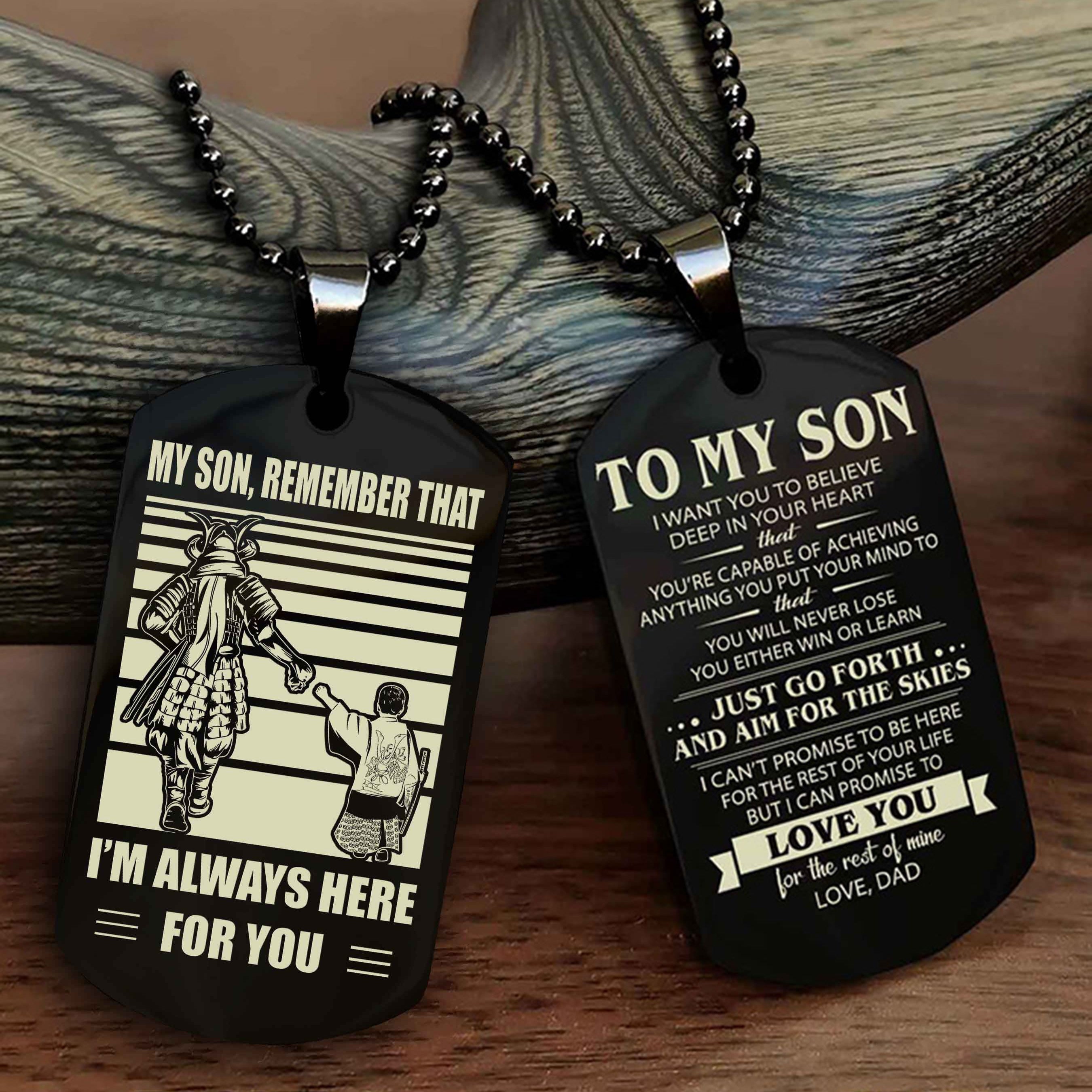 DRB Double Sided Dog Tag My Son Remember That - Gift For Son Just Go Forth And Aim For The Skies