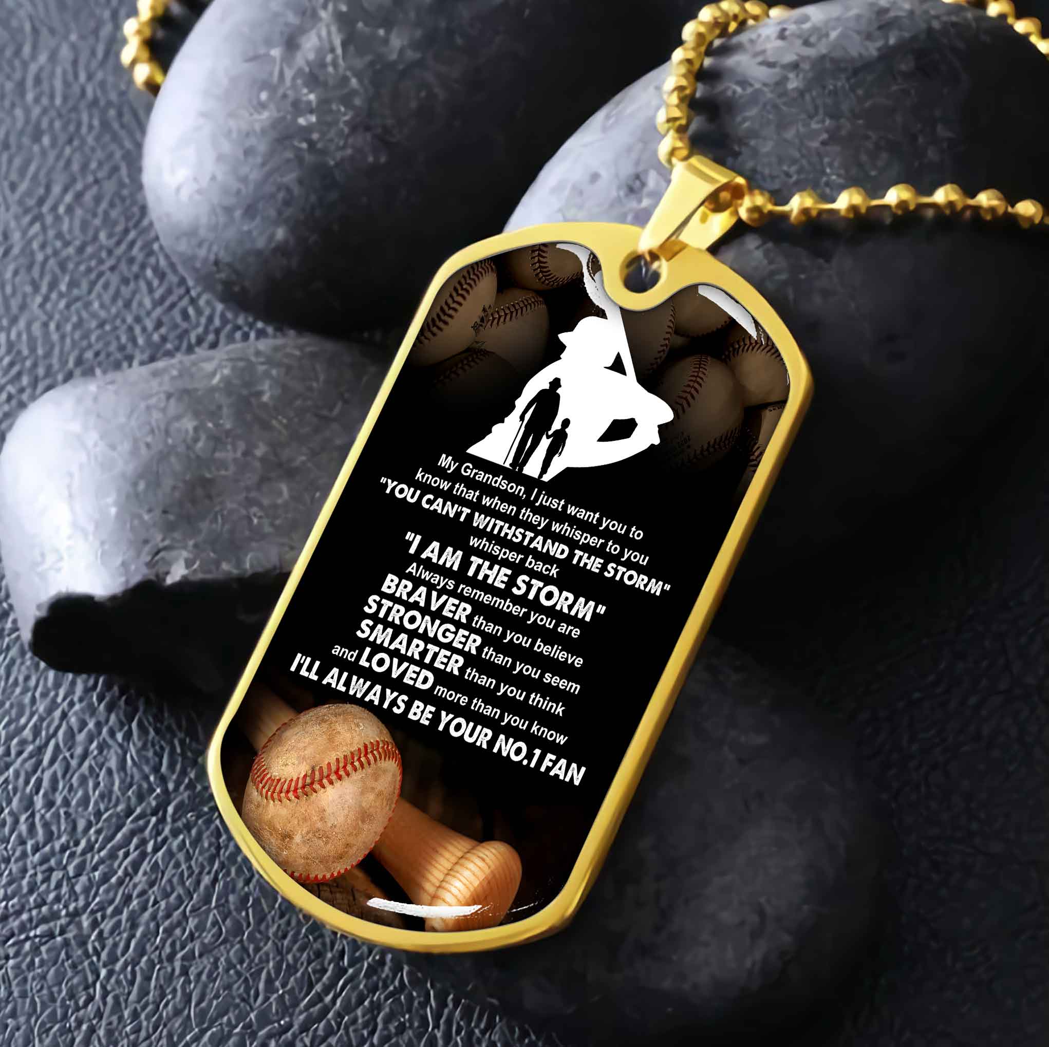 Sport Military Chain 18K Gold Plated Silver Plated To My Grandson From Grandpa Motivation Message I Will Always Be Your No 1 Fan