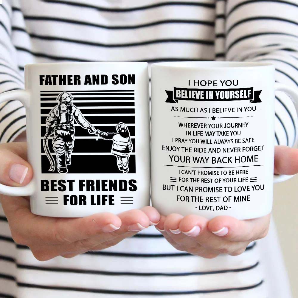 Basketball Be strong-Personalized Mug Father And Son Best Friends For Life - Message on the back side