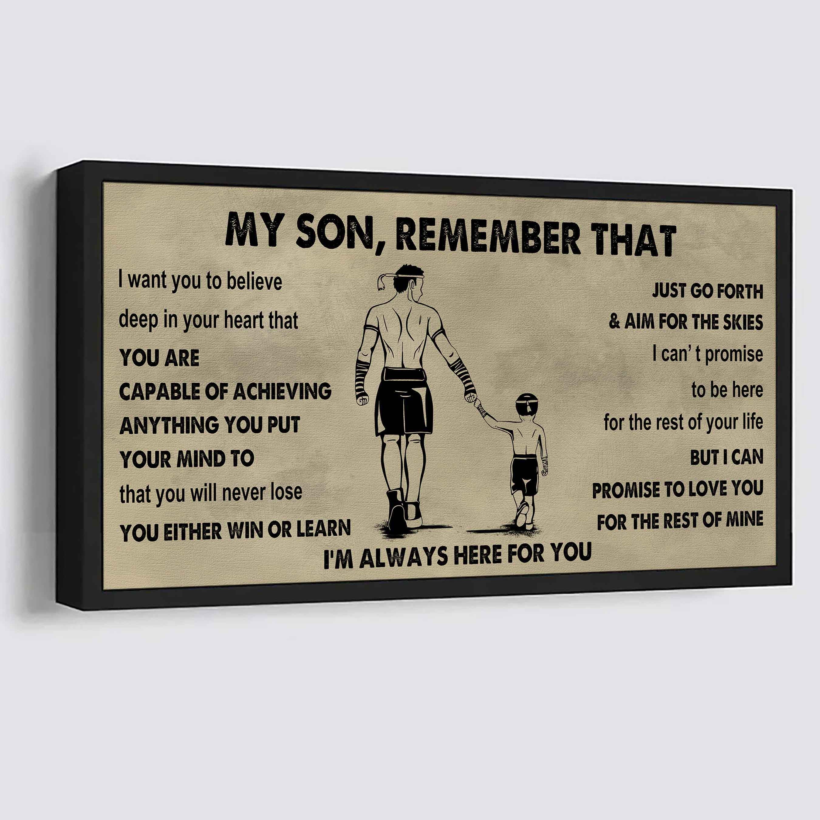 Personalized Sport Poster Canvas -  My Son Remember That You Will Never Lose You Either Win Or Learn