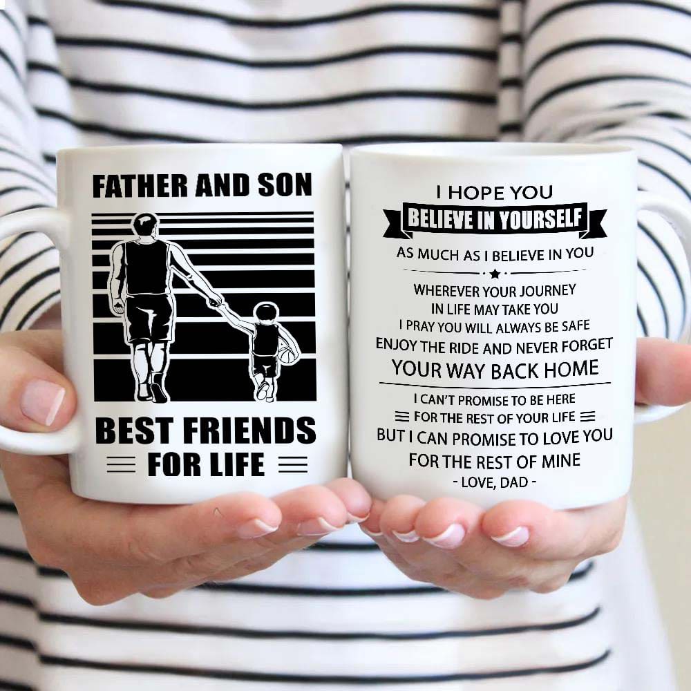 Basketball Be strong-Personalized Mug Father And Son Best Friends For Life - Message on the back side