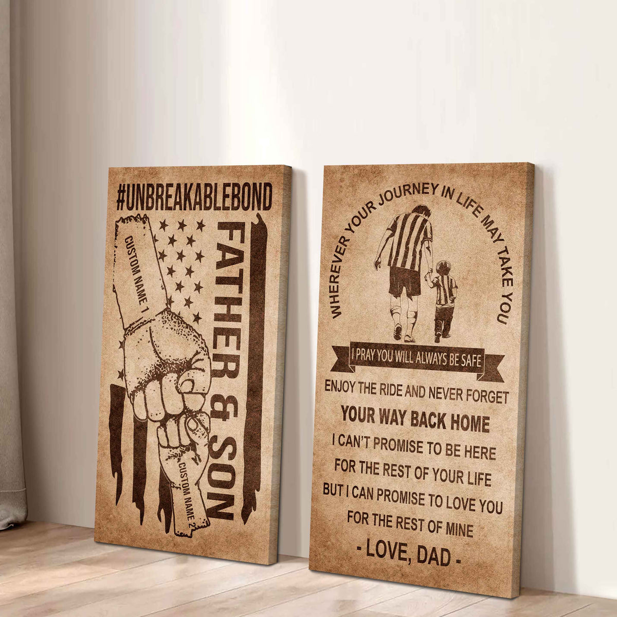 Father And Son Canvas Set To My Son Enjoy The Ride Never Forget Your Way Back Home