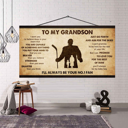 Personalized Sport Baseball Poster Canvas I'll Be Your No 1 Fan Grandma To Grandson - That You Are Braver Than You Believe Just Go Forth