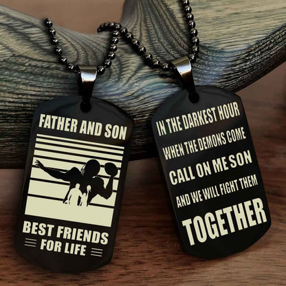 Sport Personalized Double Sided Dog Tag Father And Son Best Friend For Life - Call On Me Son