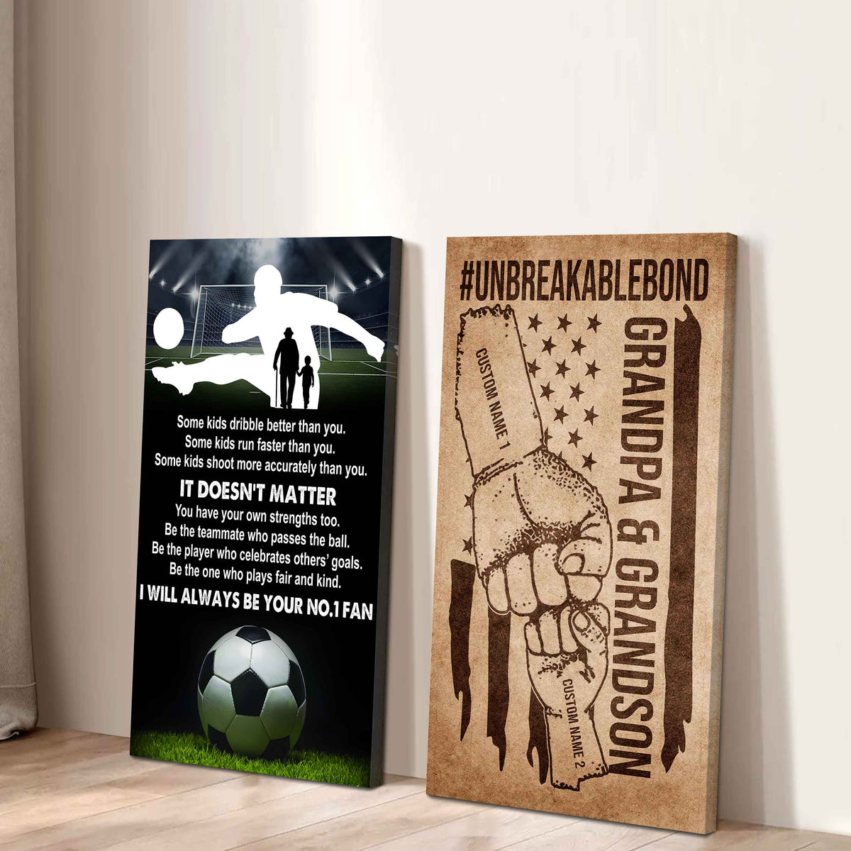 Unbreakable Bond Canvas Set From Grandpa To Grandson It's Doesn't Matter I Will Always Be Your No.1 Fan