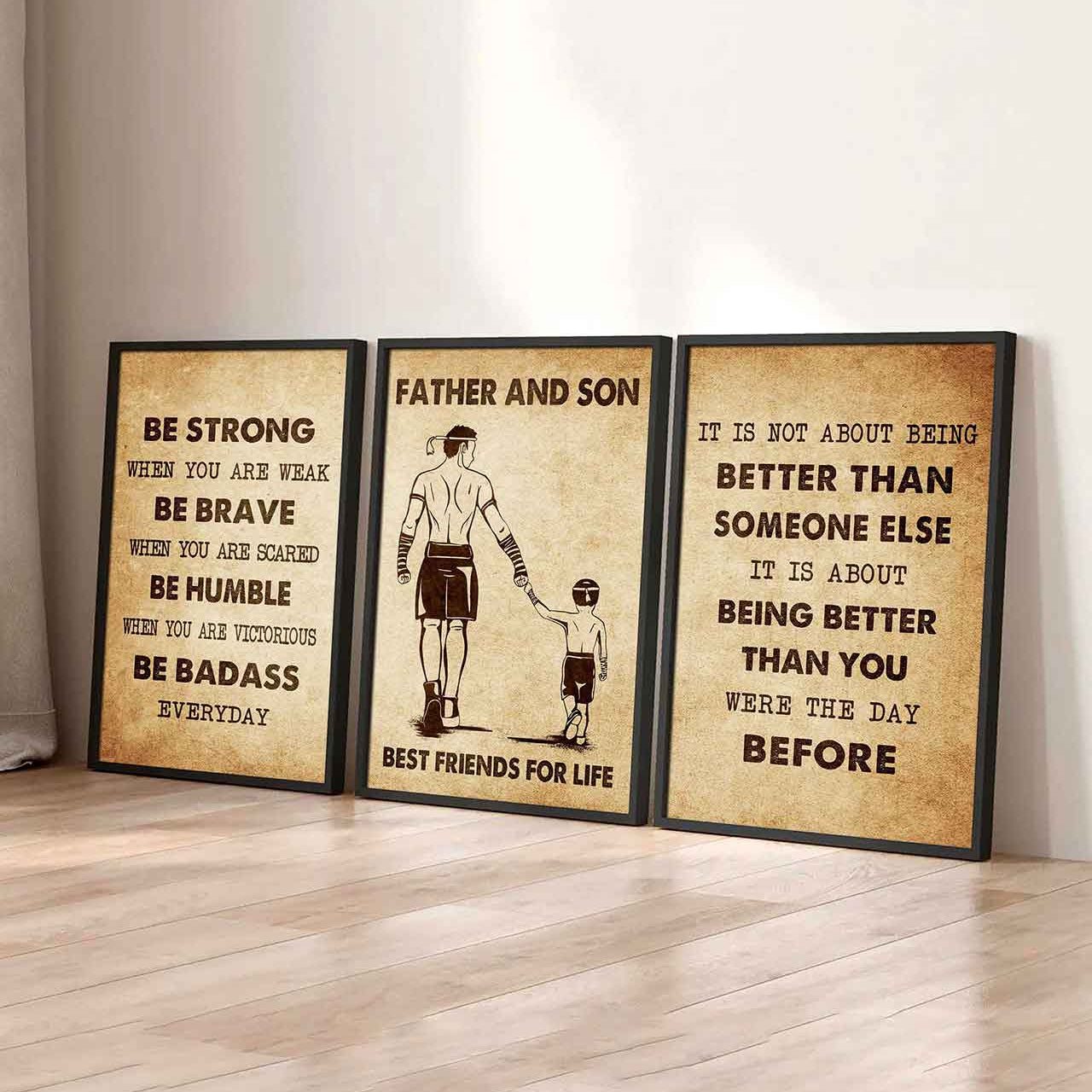 Combo 3 Biker Poster Canvas Be Strong When You Are Weak - It's Not About Being Better Than Someone Else It's About Being Better Than You Were The Day Before