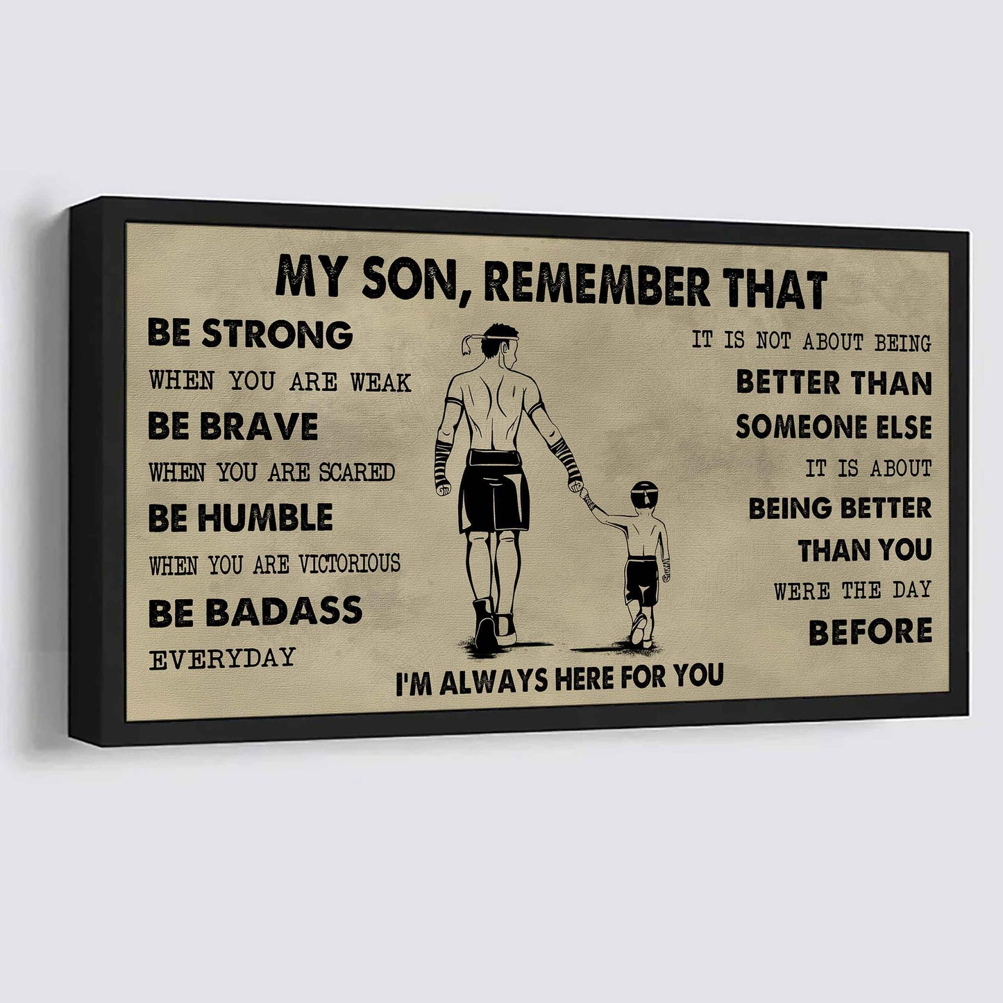 Personalized Sport Poster Canvas - My Son Remember That Be Strong When You Are Weak Be Badass Everyday