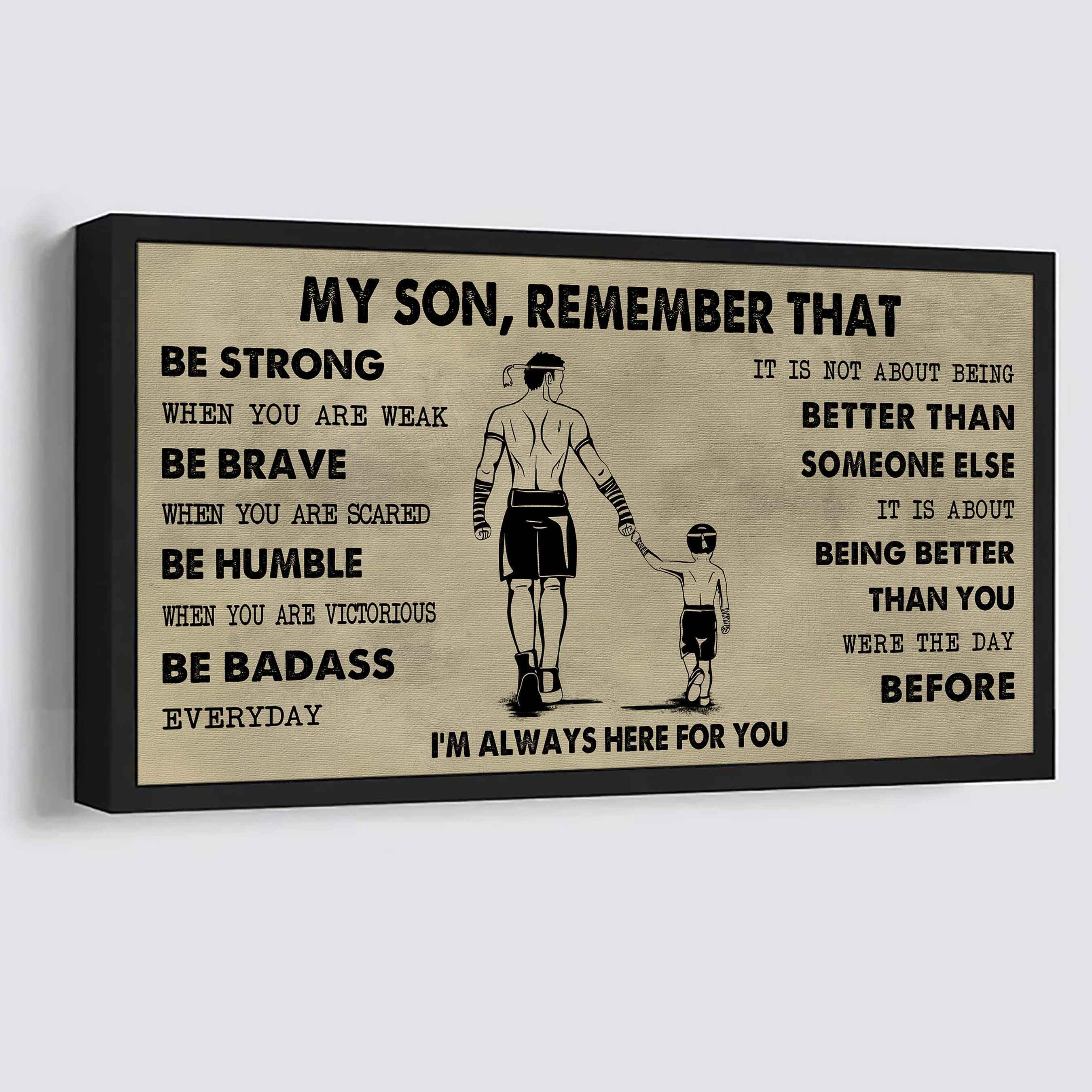 Personalized Sport Poster Canvas - My Son Remember That Be Strong When You Are Weak Be Badass Everyday