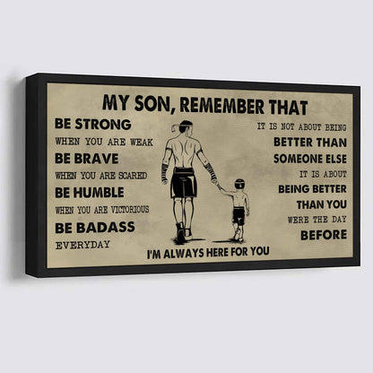 Personalized Sport Poster Canvas - My Son Remember That Be Strong When You Are Weak Be Badass Everyday