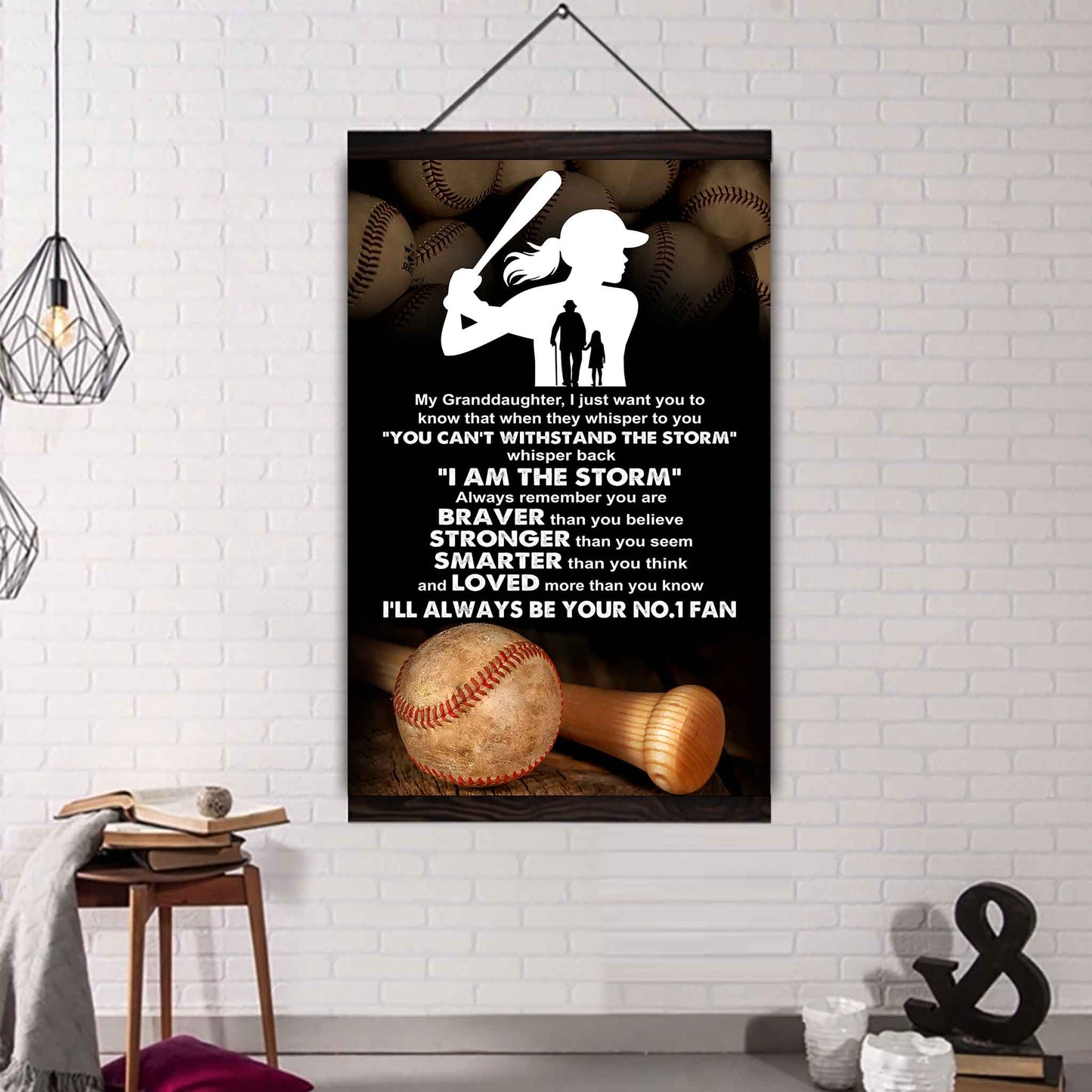 Baketball Poster Canvas Grandpa To Granddaughter - Whisper Back I Am The Storm I Will Always Your No 1 Fan