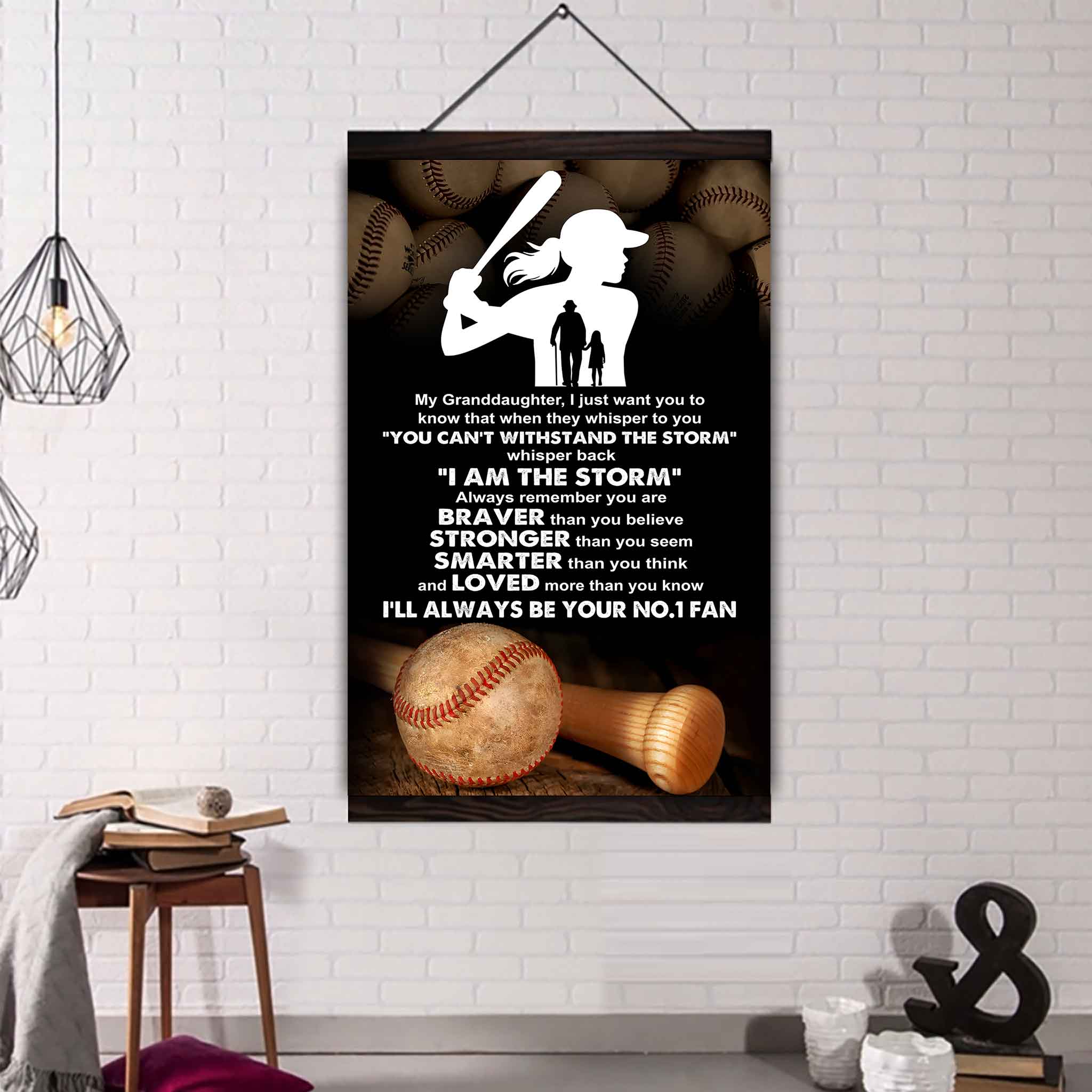 Baketball Poster Canvas Grandpa To Granddaughter - Whisper Back I Am The Storm I Will Always Your No 1 Fan