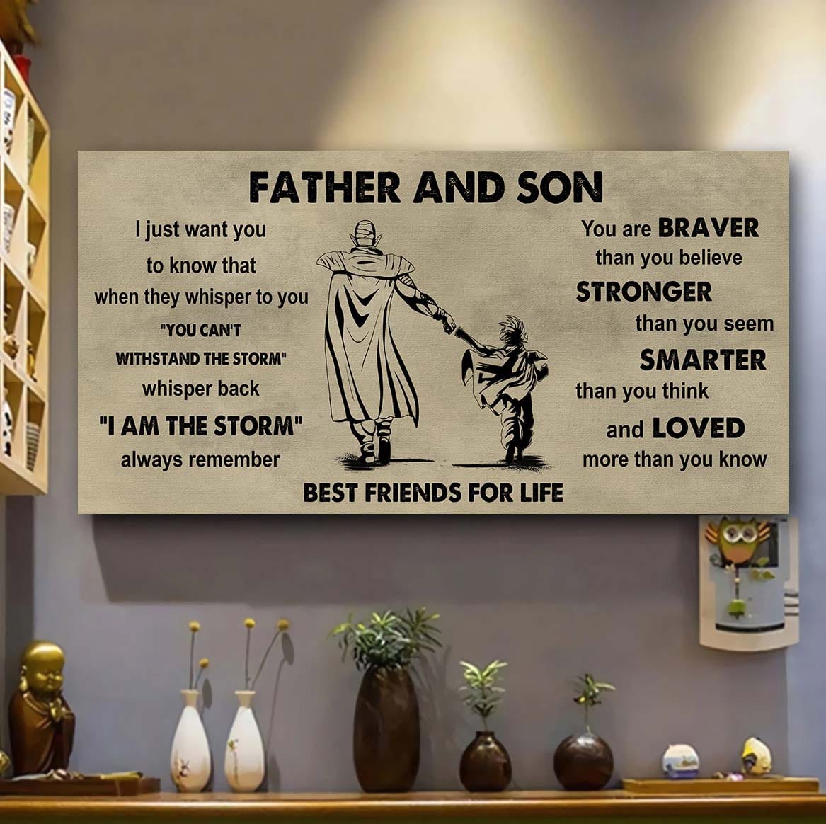 Ver 2 FAMILY-PHOTO UPLOAD VGT Father And Son Best Friends For Life - I Am The Storm Poster Canvas Gift For Son From Father