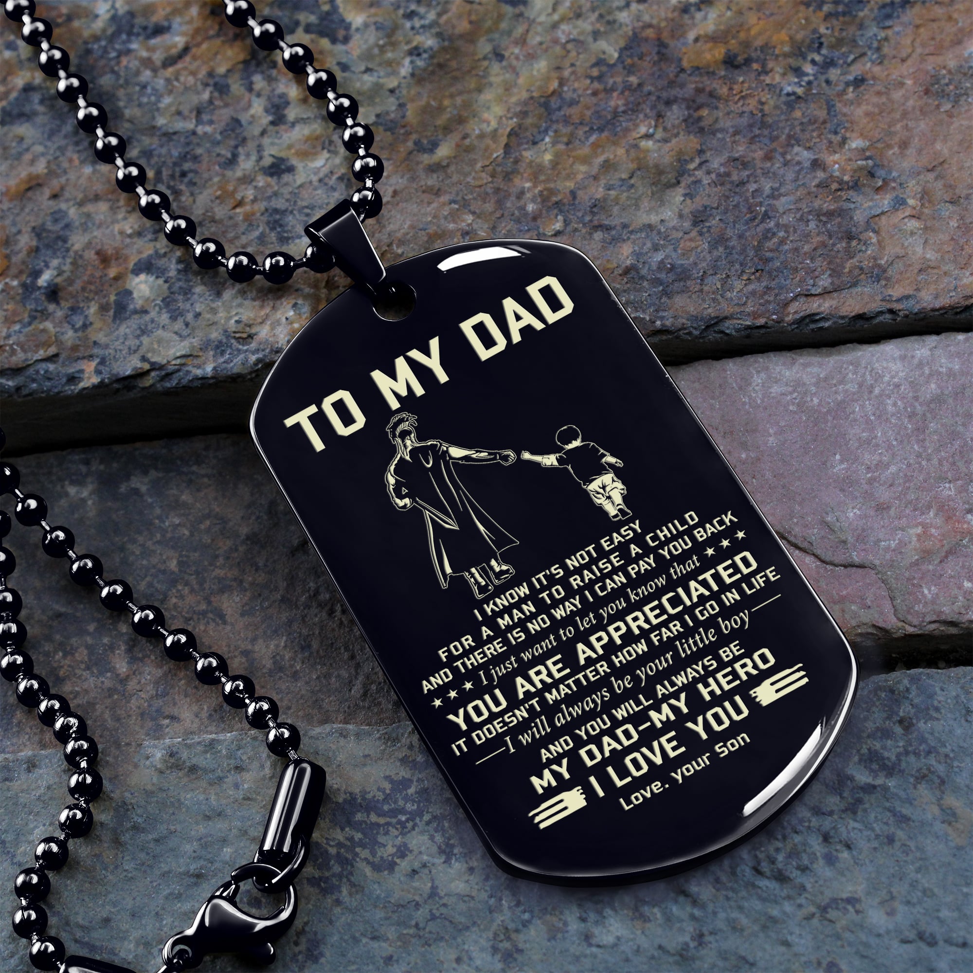 To My Dad One Side Engrave Dog Tag Gift For Your Dad Your Father