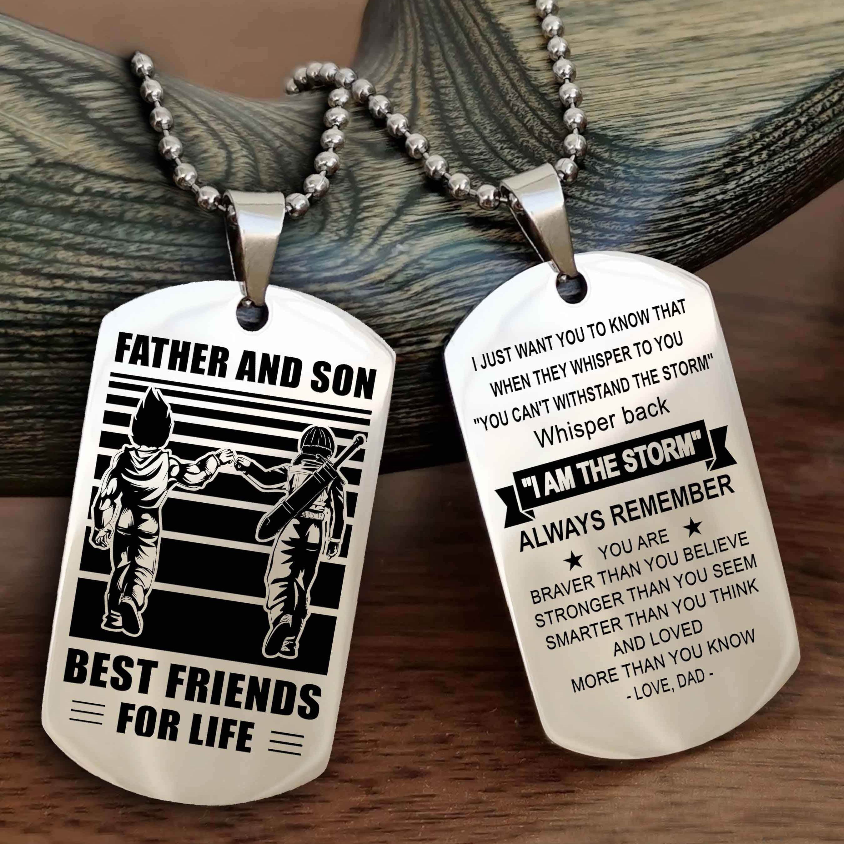 Cowboy Personalized Double Sided Dog Tag To My Son I Love You - Whisper Back I'm The Storm