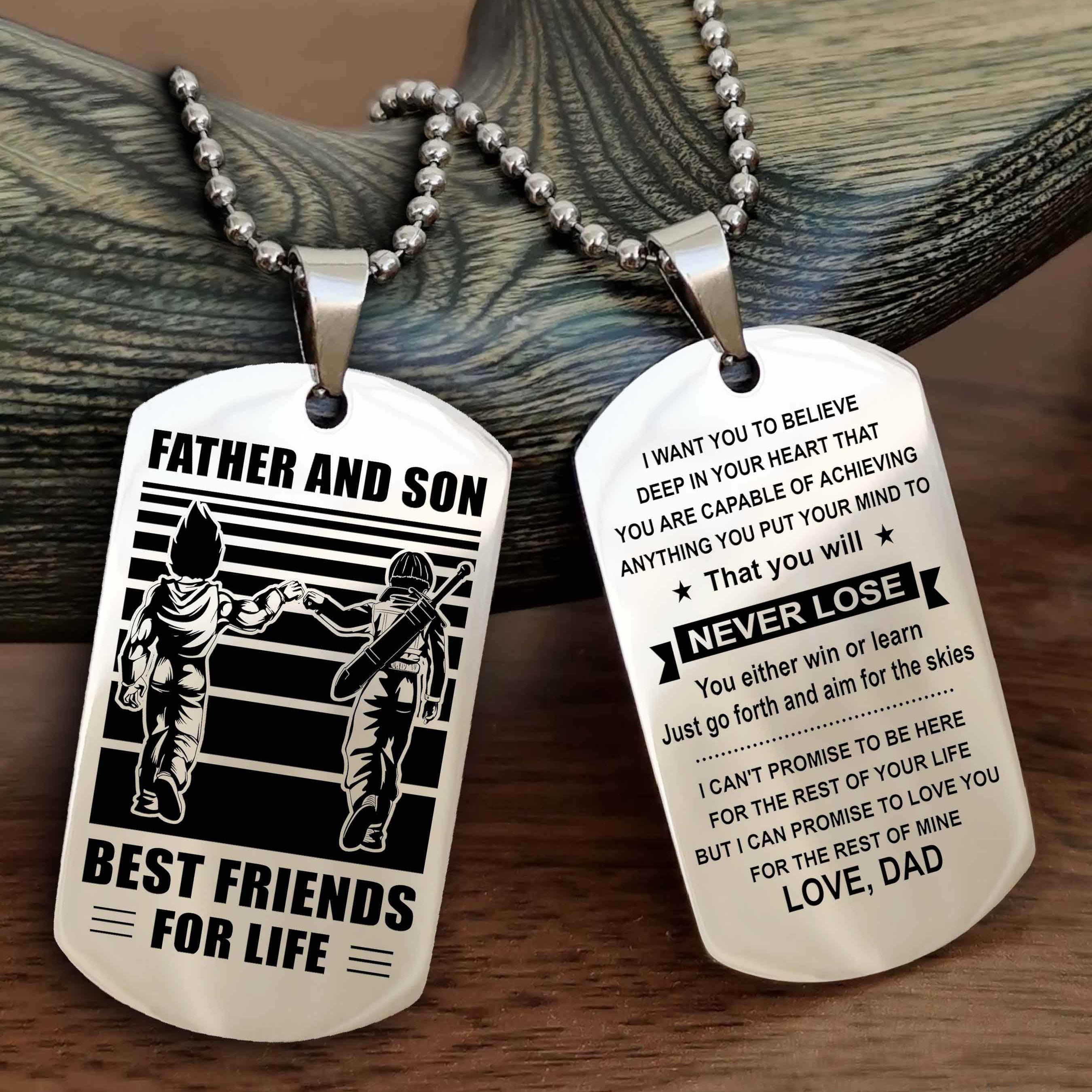 Cowboy Personalized Double Sided Dog Tag To My Son I Love You - You Will Never Lose You Either Win Or Learn From Dad To Son