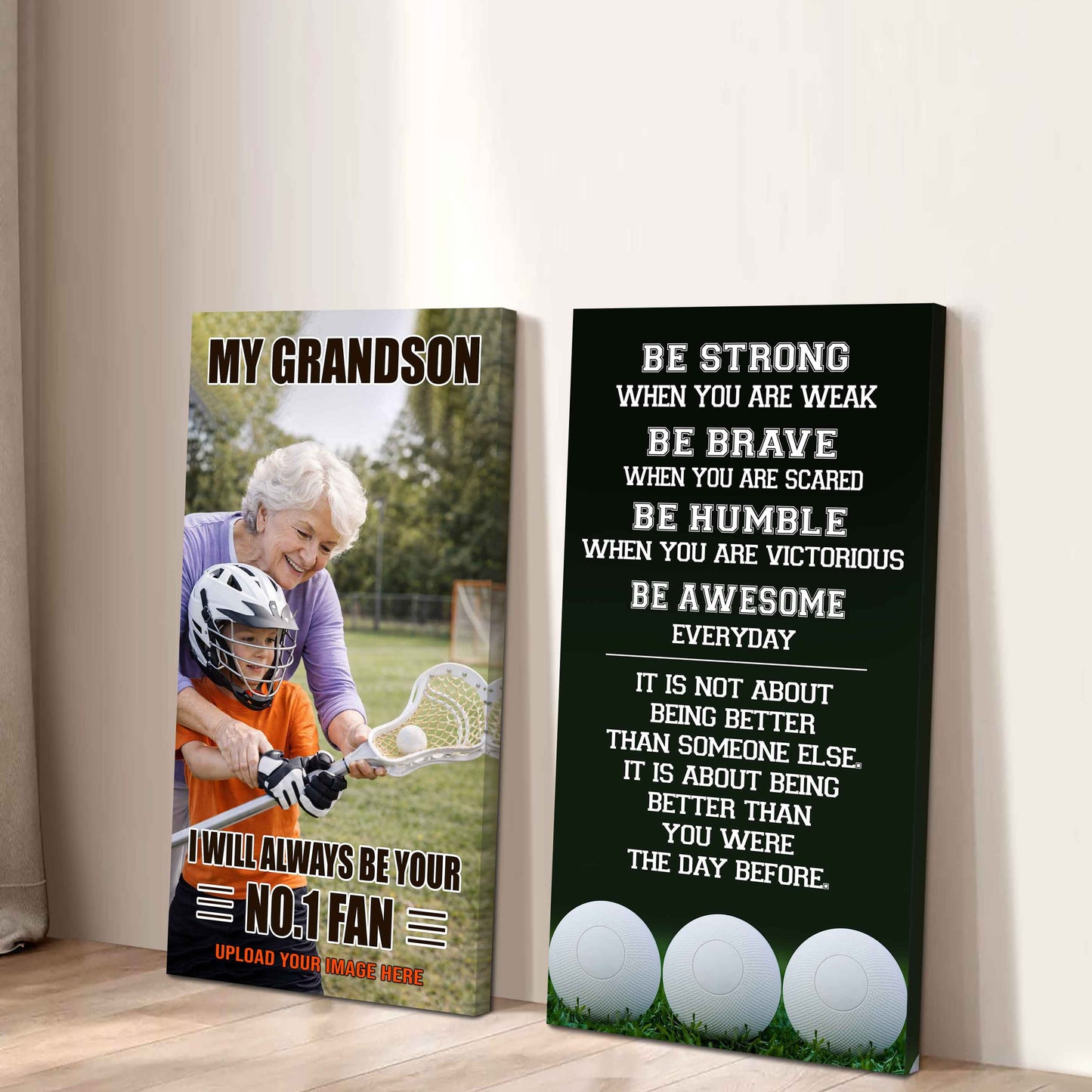 My Grandson Be Strong When You Are Weak Be Badass Everyday Set 2 Canvas Wall Art From Grandma To Grandson