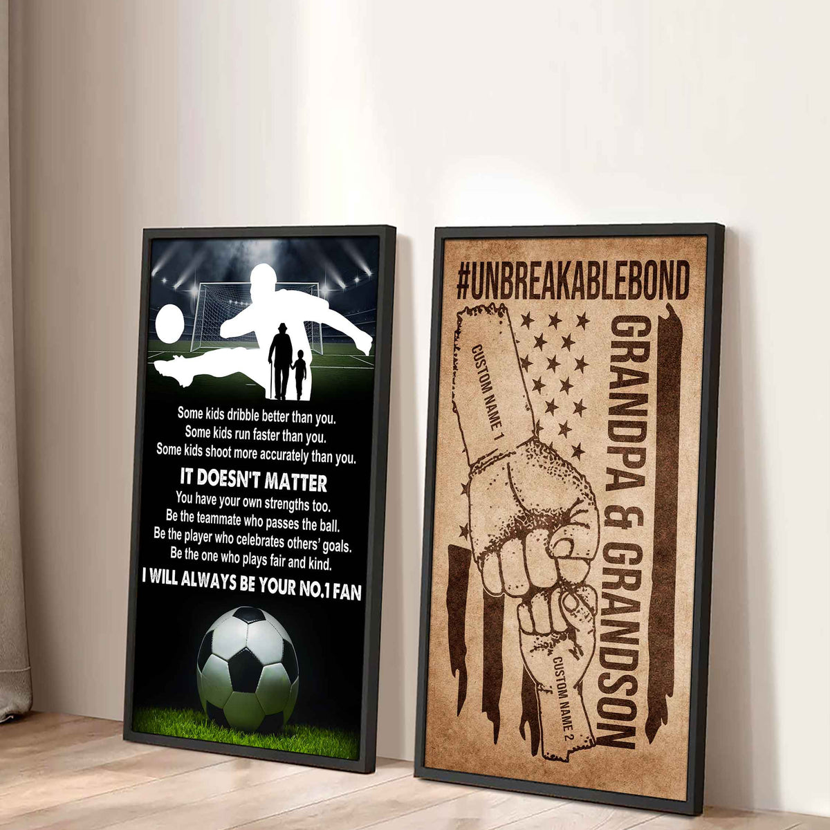 Unbreakable Bond Canvas Set From Grandpa To Grandson It's Doesn't Matter I Will Always Be Your No.1 Fan