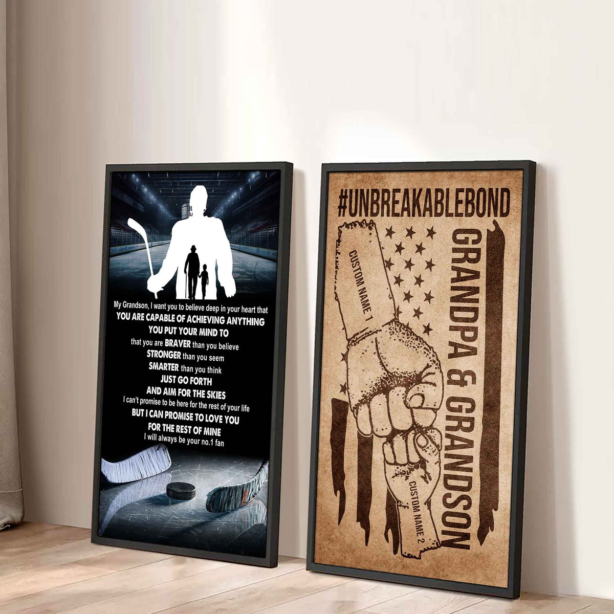 Unbreakable Bond Sport Canvas Set From Grandpa To Grandson Just Go Forth And Aim For The Skies