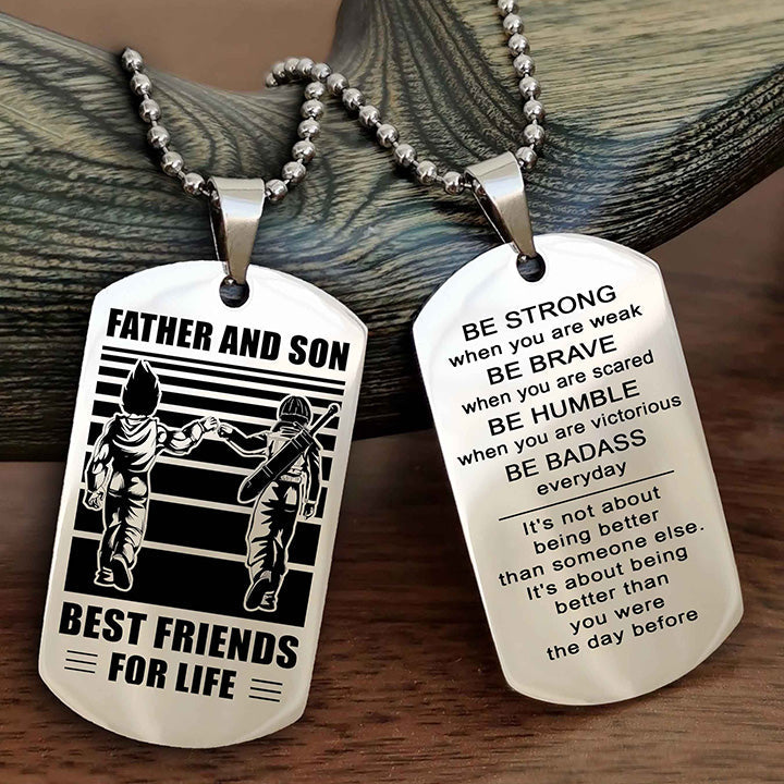 Cowboy Personalized Double Sided Dog Tag To My Son I Love You - Be Strong When You Are Weak Gift From Dad To Son