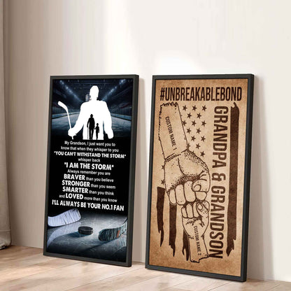 Unbreakable Bond Sport Canvas Set From Grandpa To Grandson Whisper Back I'm The Storm You Are Braver Than You Believe