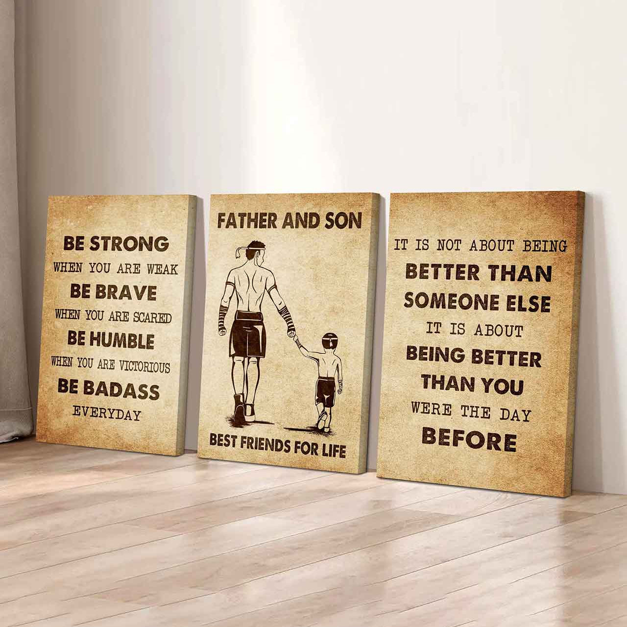 Combo 3 Biker Poster Canvas Be Strong When You Are Weak - It's Not About Being Better Than Someone Else It's About Being Better Than You Were The Day Before