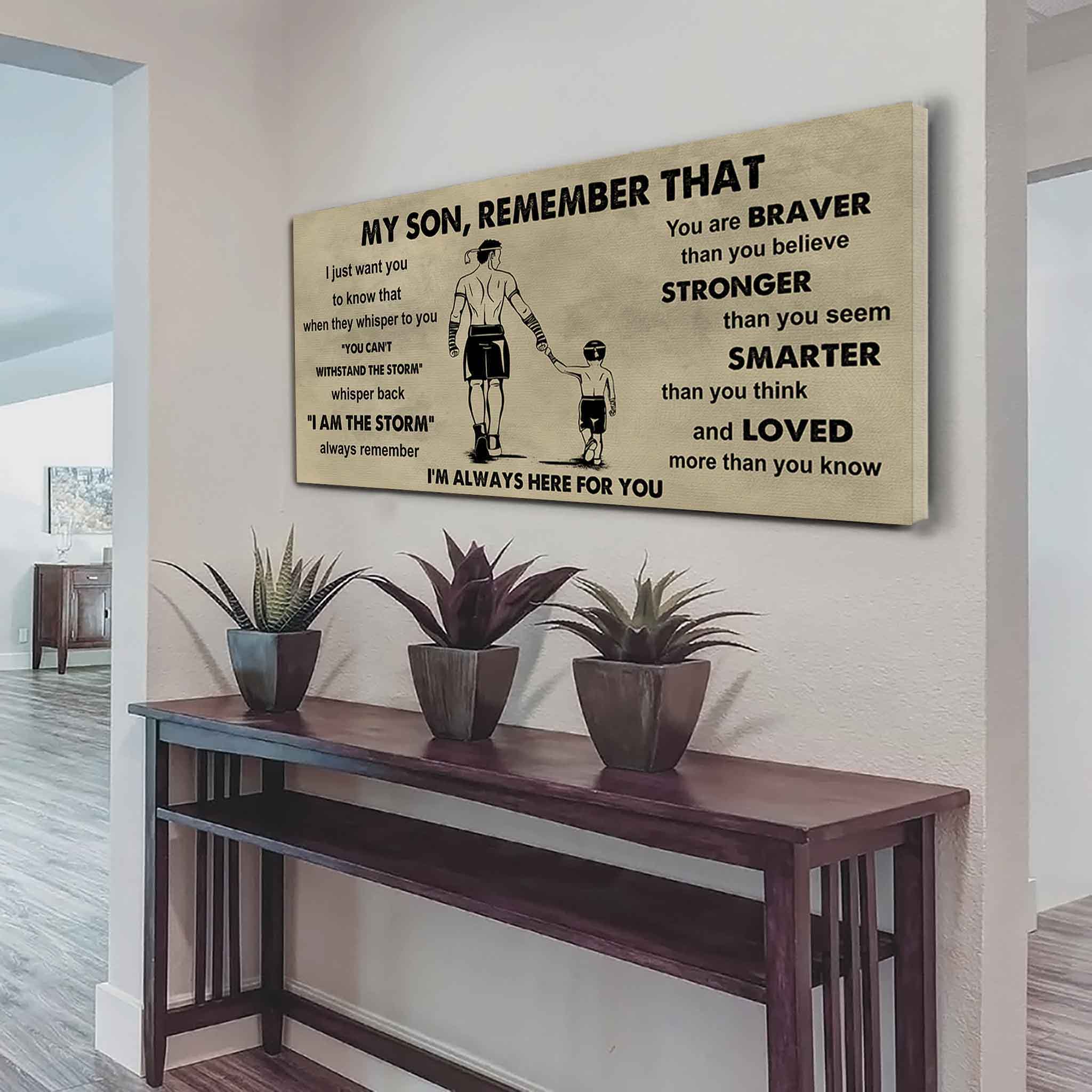 Personalized Sport Poster Canvas -  My Son Remember That Whisper Back I Am The Storm