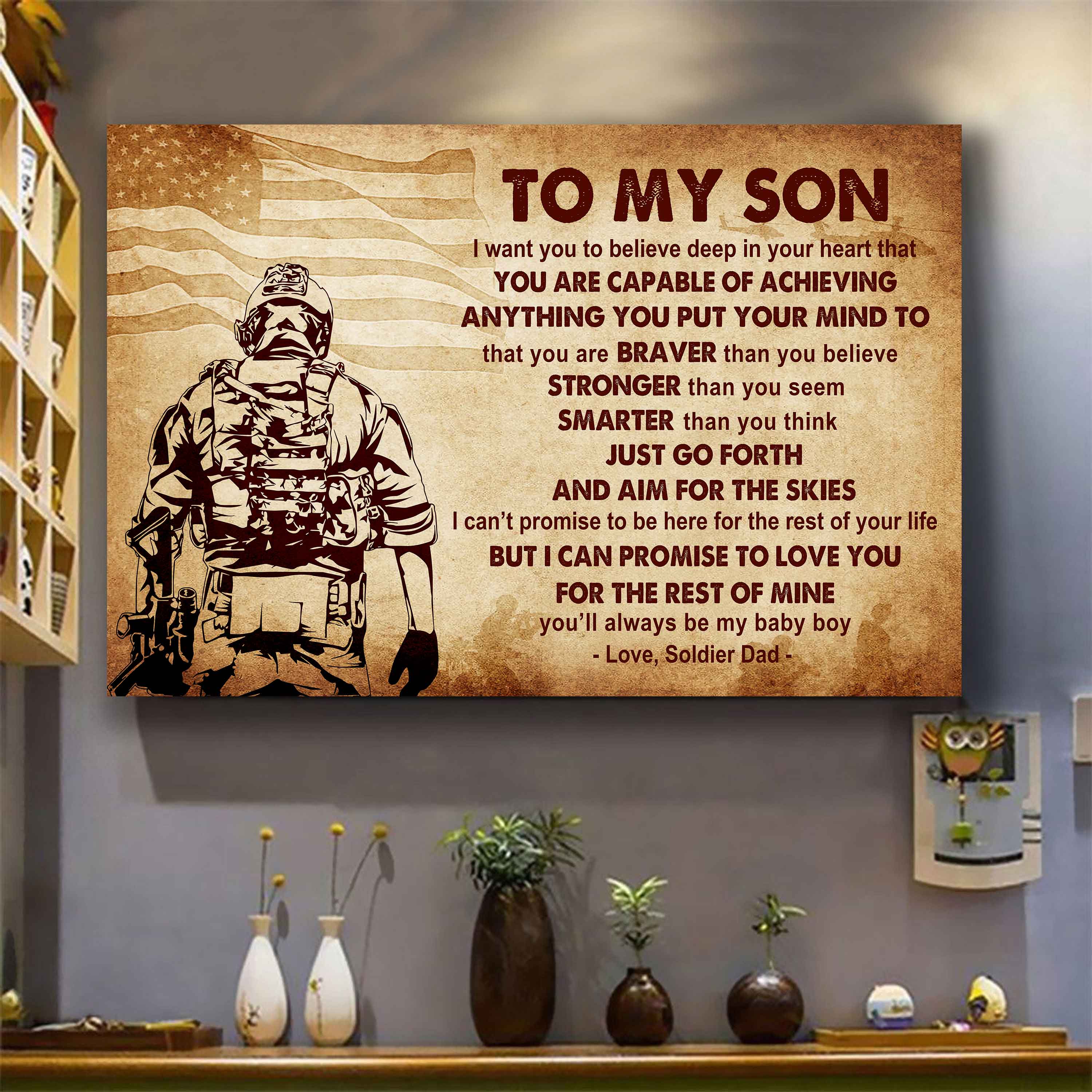 New Version Warrior Poster Canvas Just Go Forth And Aim For The Skies From Dad To Son Gift For Your Son Motivational Quotes