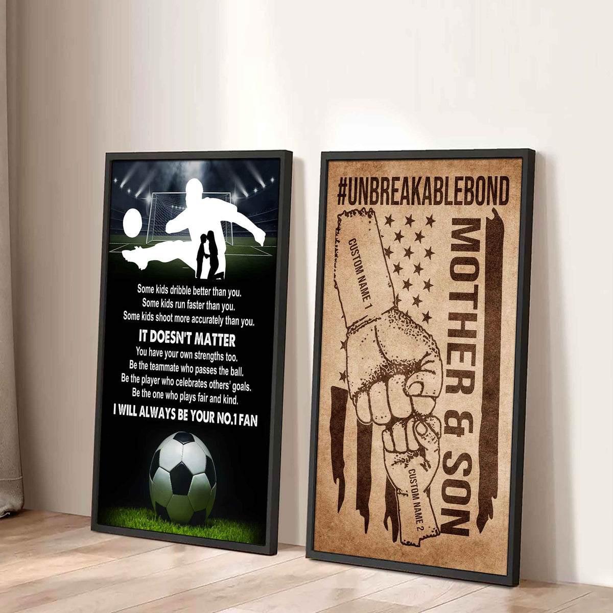 Unbreakable Bond Canvas Set From Mom To Son It's Doesn't Matter I Will Always Be Your No.1 Fan