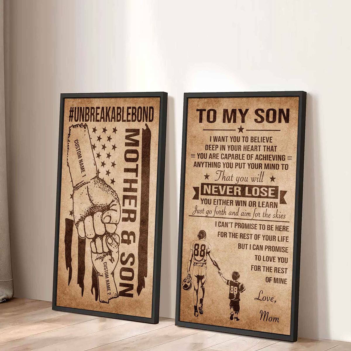 Unbreakable Bond Canvas Set Mother And Son You Will Never Lose You Either Win Or Learn