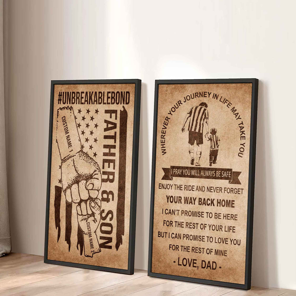 Father And Son Canvas Set To My Son Enjoy The Ride Never Forget Your Way Back Home