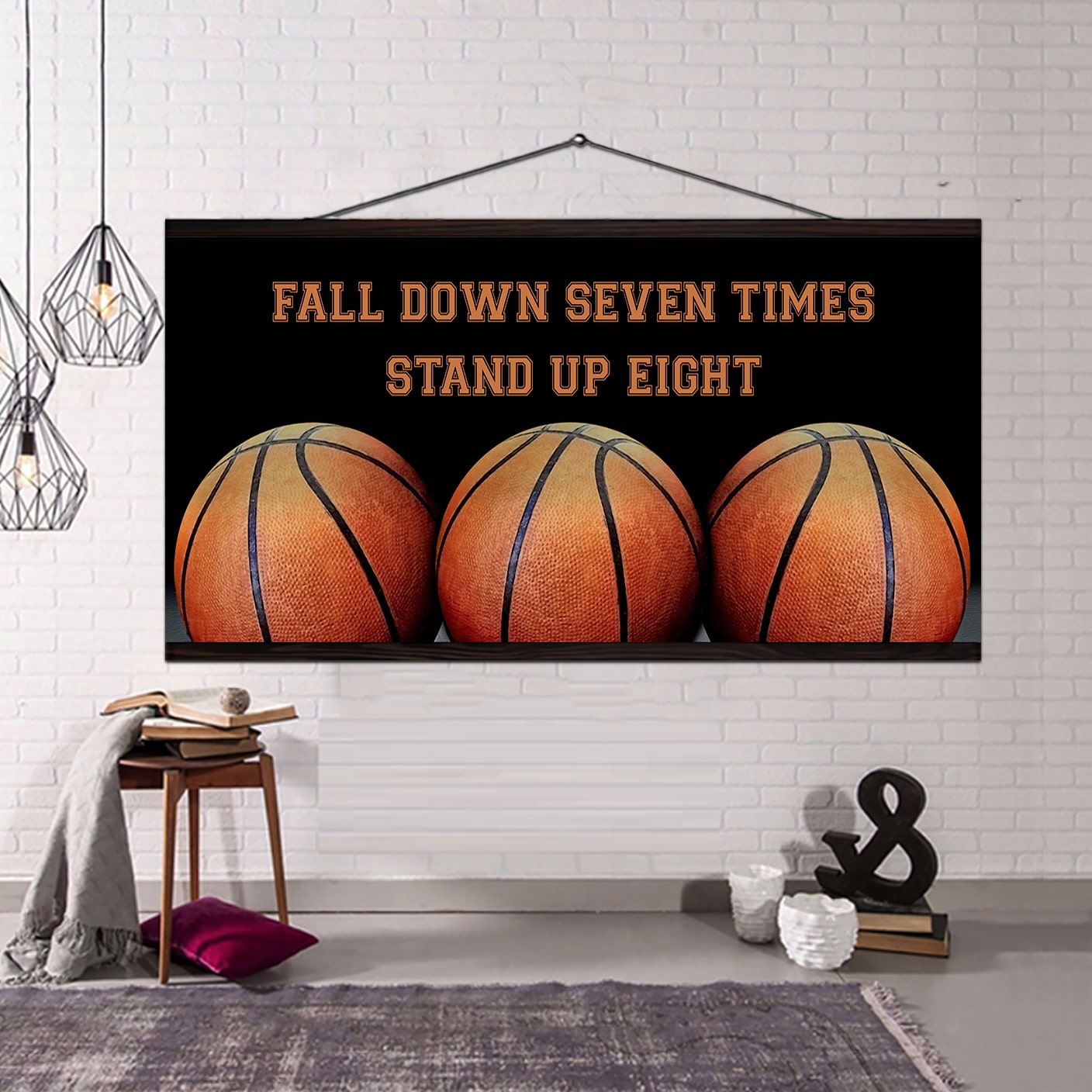 American football poster canvas fall down seven times stand up eight